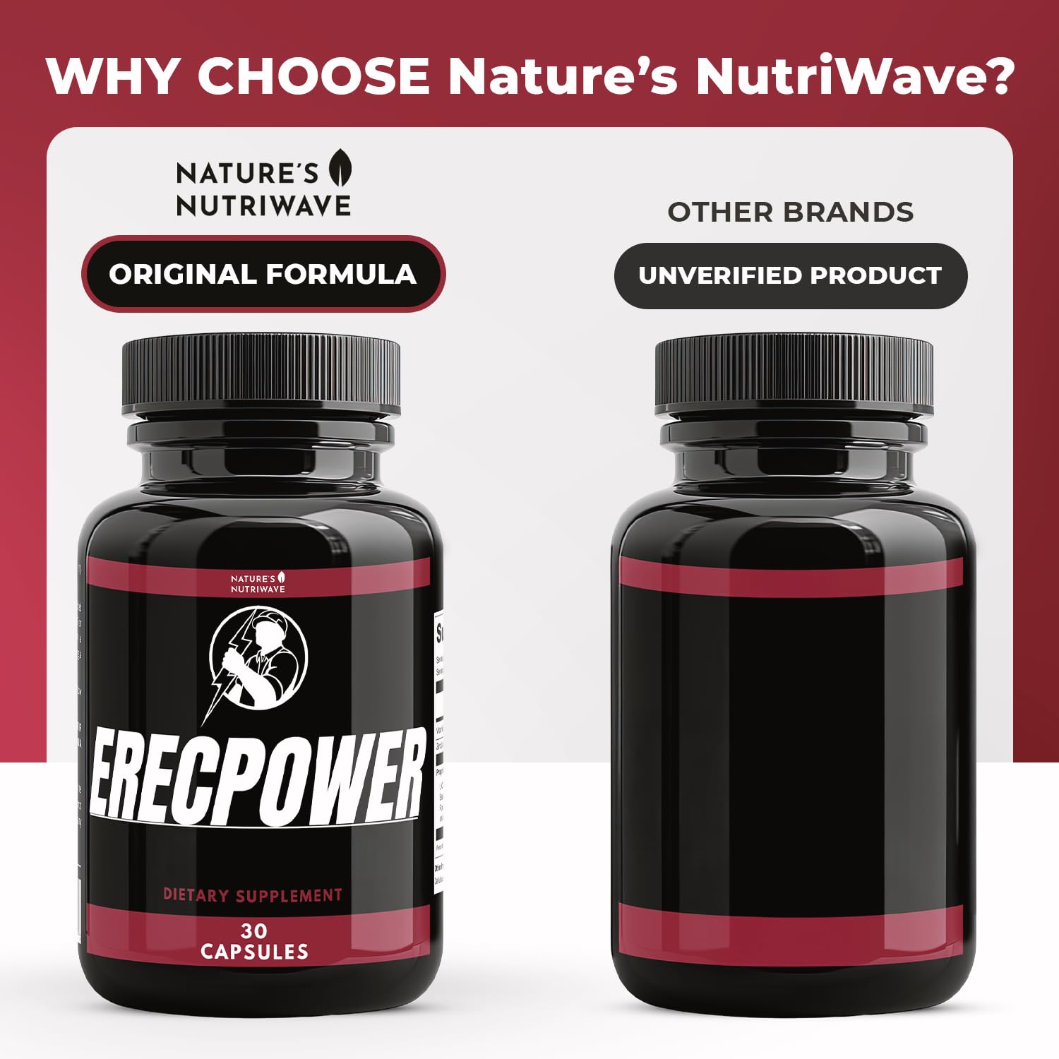Nature’s NutriWave ErecPower – 100% Natural Men’s Wellness Supplement with Niacin, Zinc & Herbal Blend - Made in USA – 30 Capsules, 3 Month Supply Nature’s NutriWave Au supplements