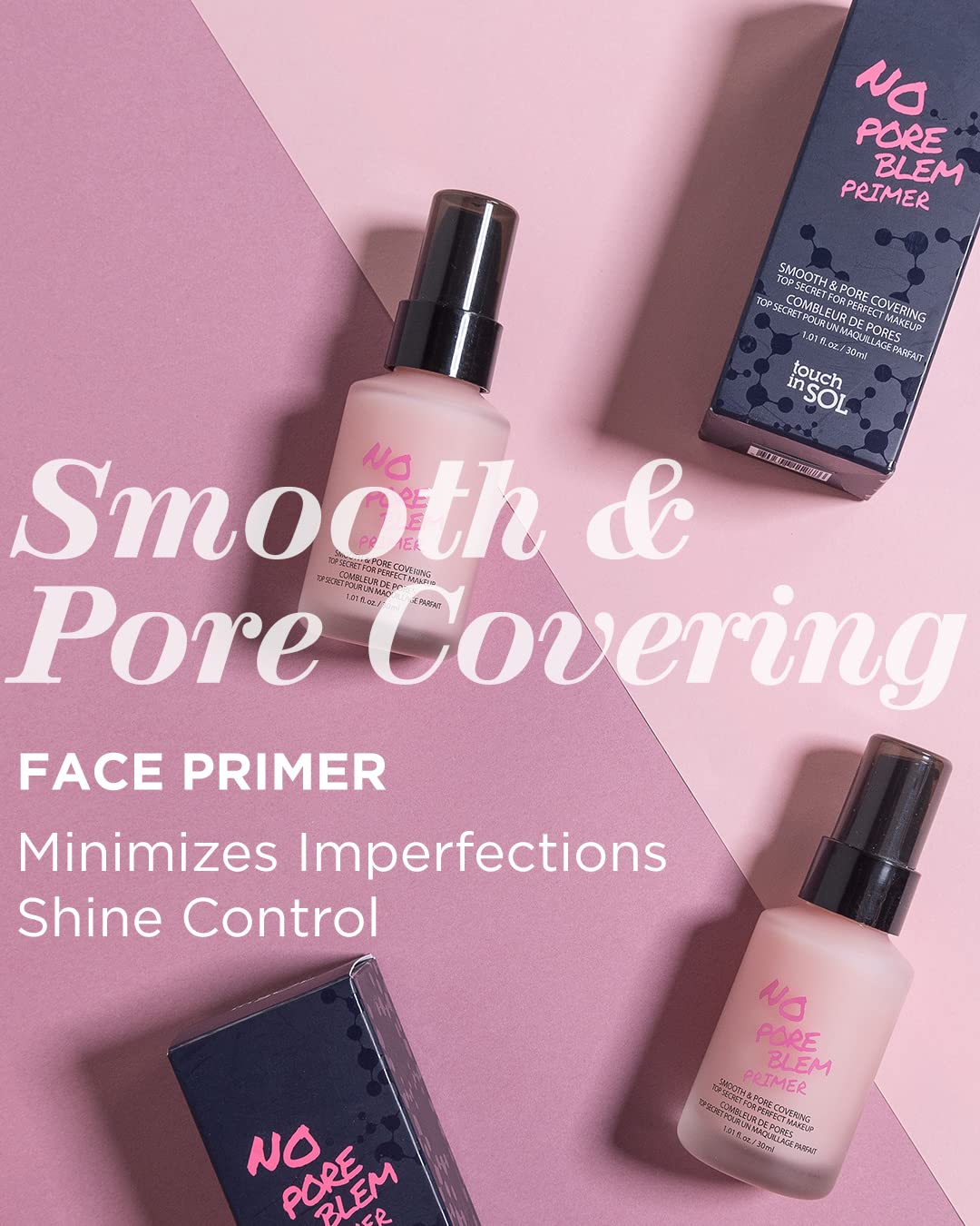 TOUCH IN SOL No Poreblem Primer – Pore Primer for Korean Makeup, Mattifying Primer for Oily Skin, Pore Eraser for Large Pores, Blurring Finish from K Beauty (1.01 fl.oz/30ml) Touch in Sol Au supplements