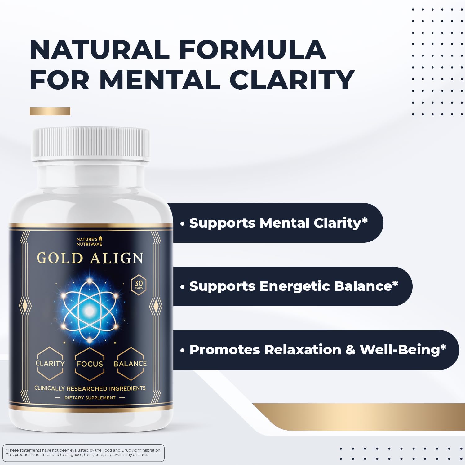 Gold Align - Holy Basil Capsules with Sage, Goldenseal, Monoatomic Gold - Herbal Supplement for Overall Health,100% Natural - Made in USA, Non-GMO, GMP-Certified - 30 Capsules, 1 Month Supply Nature’s NutriWave Au supplements