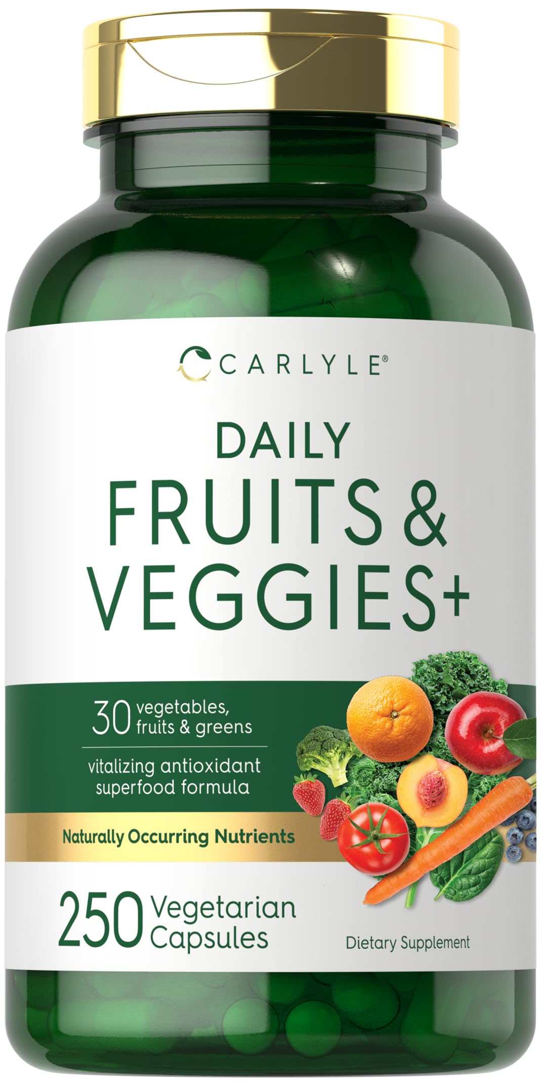 Carlyle Fruits and Veggies Supplement | 250 Capsules | Made with 30 Fruits and Vegetables | Vegetarian, Non-GMO, Gluten Free Superfood Formula Carlyle Au supplements