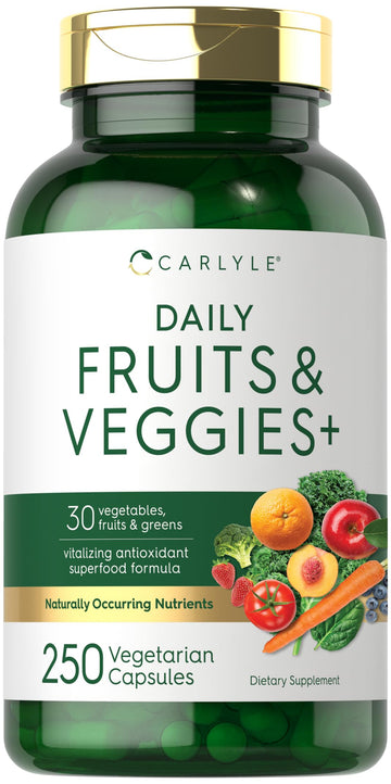 Carlyle Fruits and Veggies Supplement | 250 Capsules | Made with 30 Fruits and Vegetables | Vegetarian, Non-GMO, Gluten Free Superfood Formula Carlyle Au supplements