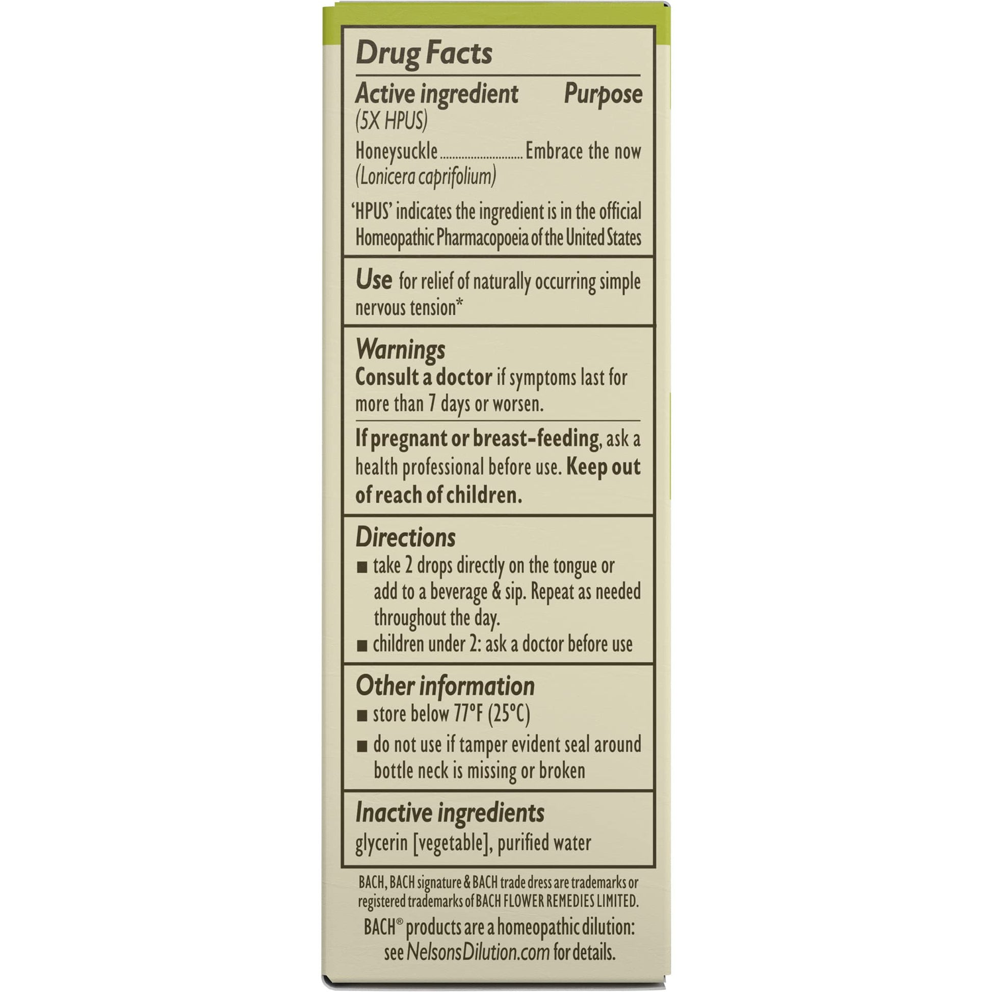 Bach Original Flower Remedies, Honeysuckle for Embracing The Now (Non-Alcohol Formula) Bach Au supplements