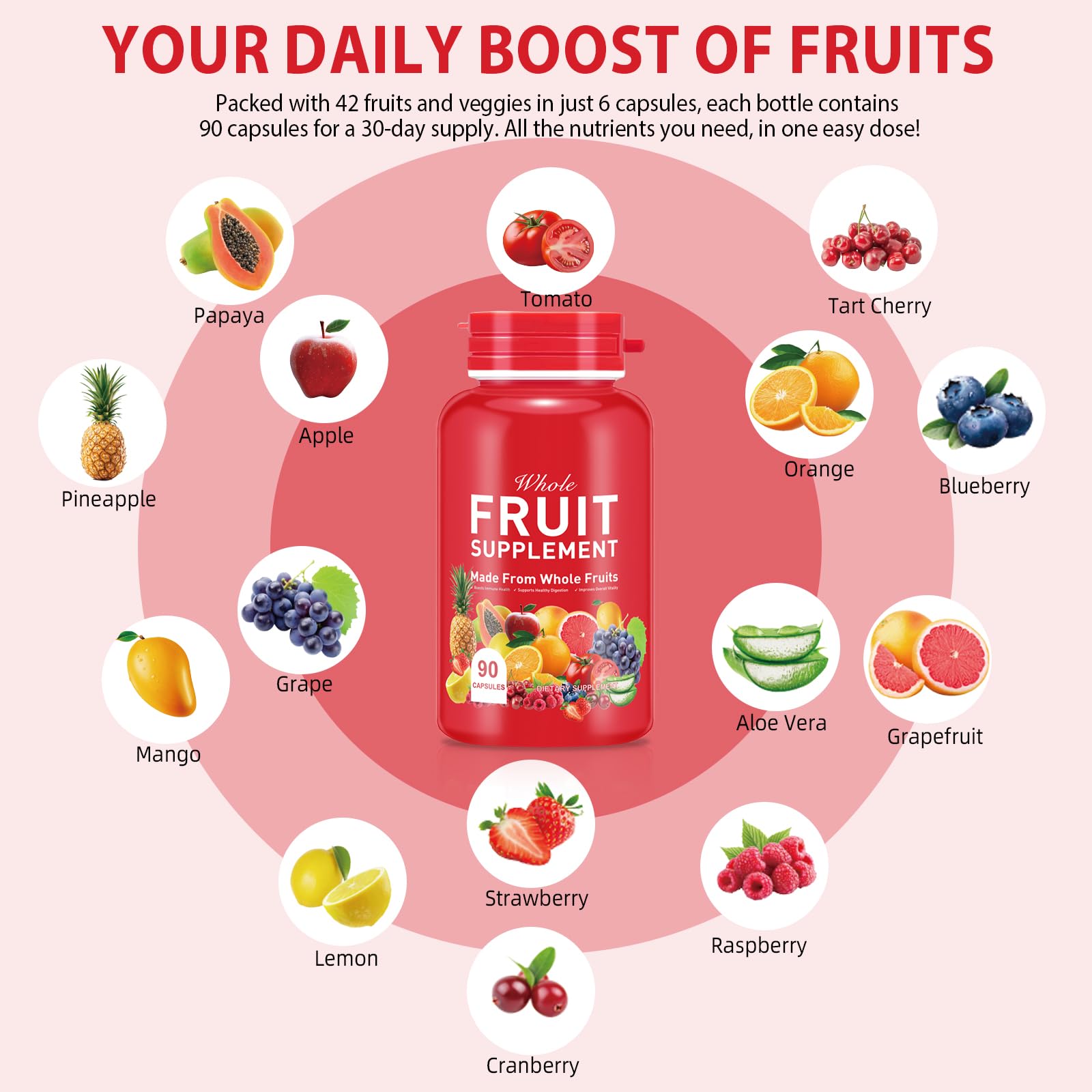 Ruduwu Fruit Capsules - 100% Whole Natural Fruits Supplements - Vitamins Supplement Dietary Nutritional Balance,Whole Food Supplement Ingredients Blended Vitamin & Mineral Ruduwu Au supplements