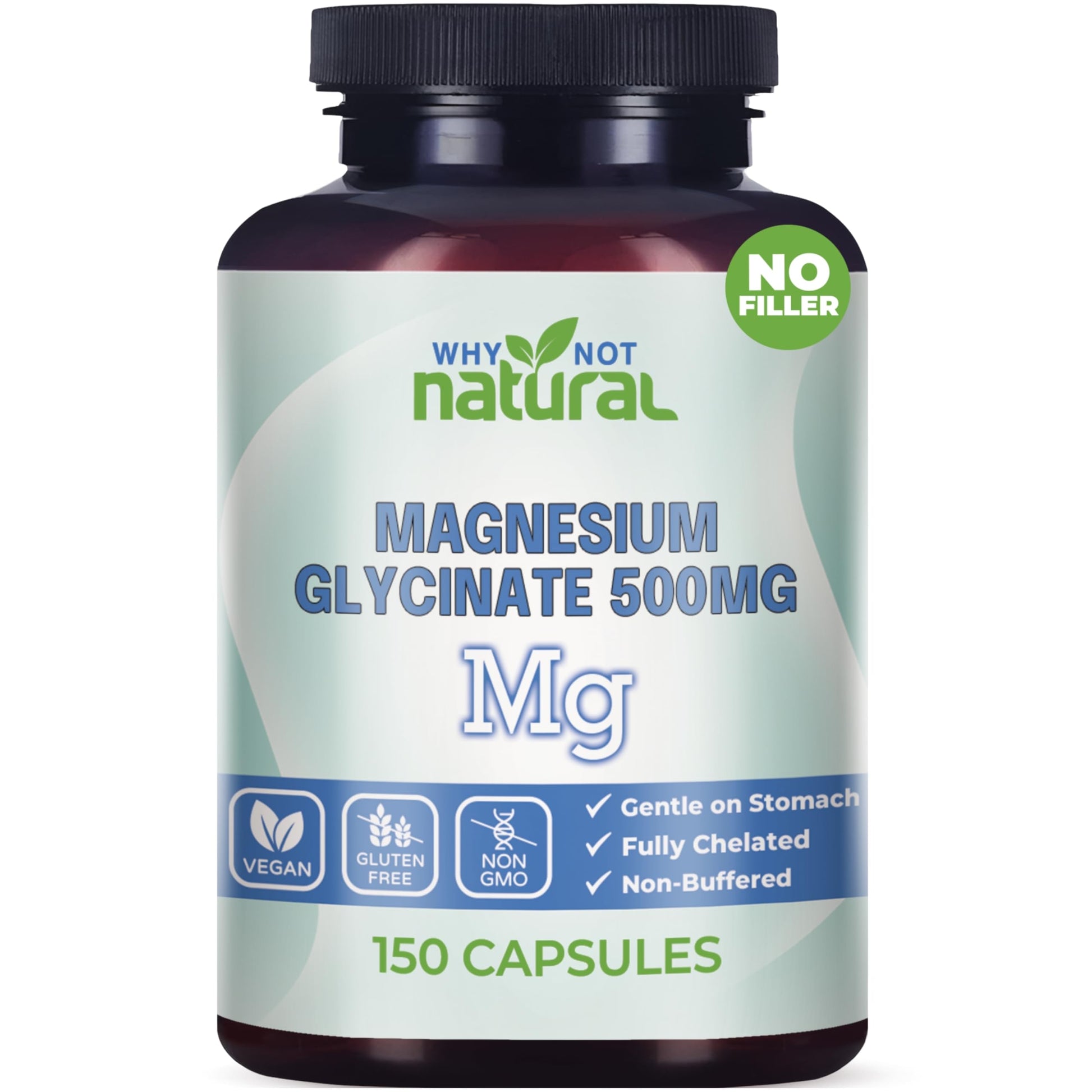 Why Not Natural Magnesium Glycinate 500 mg Capsules Supplement - Vegan, No Filler - Supports Sleep and Relaxation Why Not Natural Au supplements