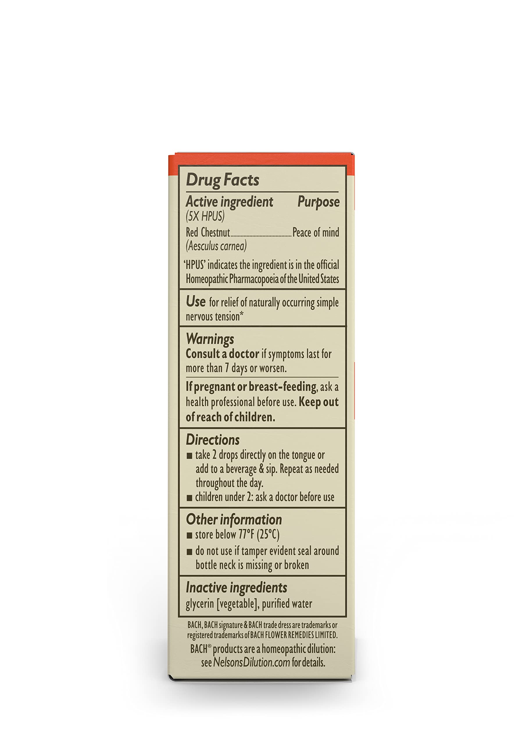 Bach Original Flower Remedies, Red Chestnut for Peace of Mind (Non-Alcohol Formula) Bach Au supplements