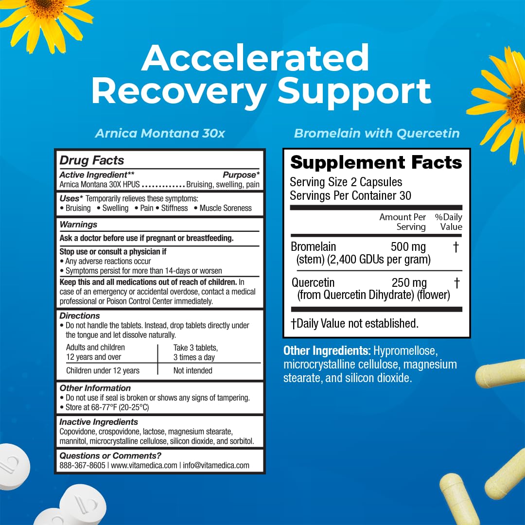VitaMedica | Arnica Montana 30X and Bromelain with Quercetin Bundle | Arnica Montana | Bromelain | Quercetin | Recovery Bundle | Plant Based | Made in USA VitaMedica Au supplements