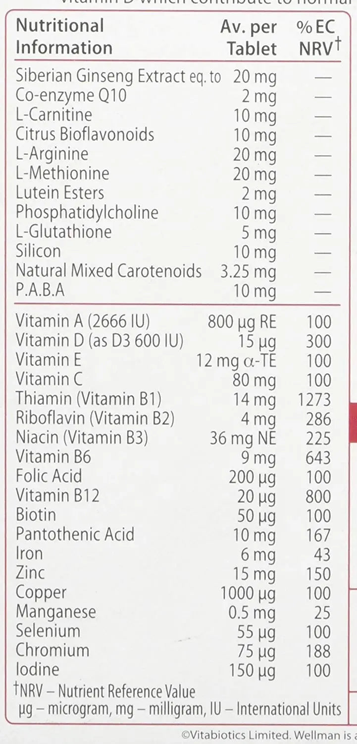 Wellman 4 X 50+ 30 Tablets Wellman Au supplements