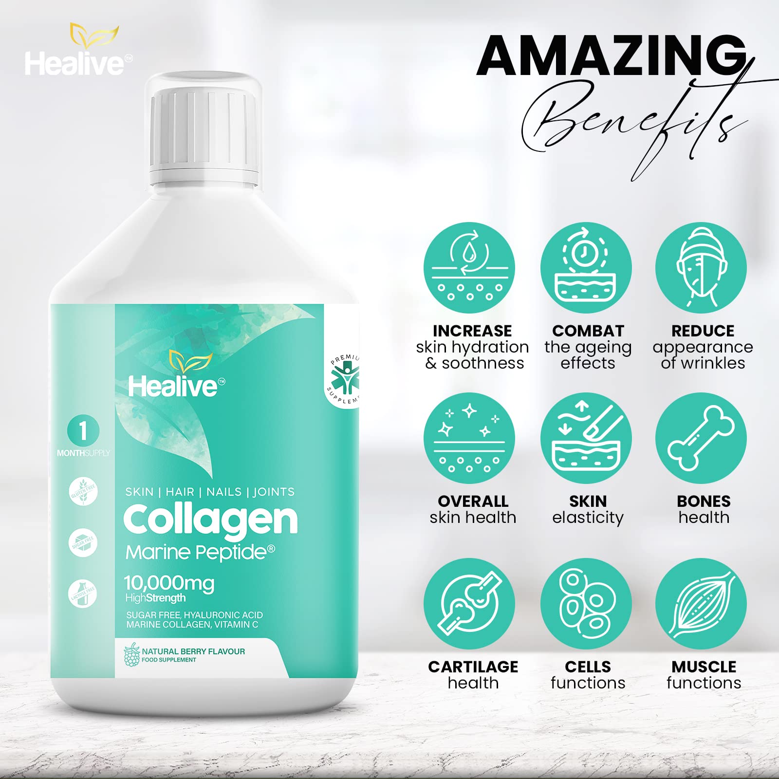 HEALIVE Marine Collagen Peptides - Skin, Hair, Nail & Joint, Support Against Premature Ageing HEALIVE Au supplements
