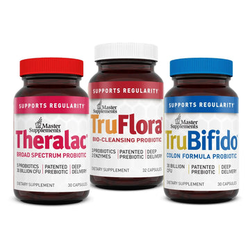 Master Supplements 30-Day Probiotic Gut Reset - Includes Theralac (30 ct.), TruBifido (30 ct.) & TruFlora (30 ct.) - Supports Optimal Gut Health - Gluten Free THERALAC Au supplements