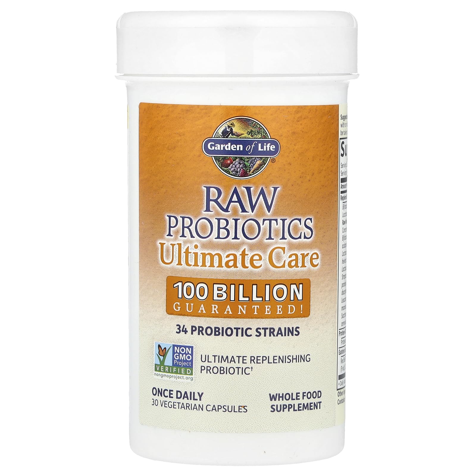 Garden of Life Raw Probiotics for Women and Men with Digestive Enzymes, 100 Billion CFU, Clinically Studied Strains, Shelf Stable, 30 Capsules Garden of Life Au supplements