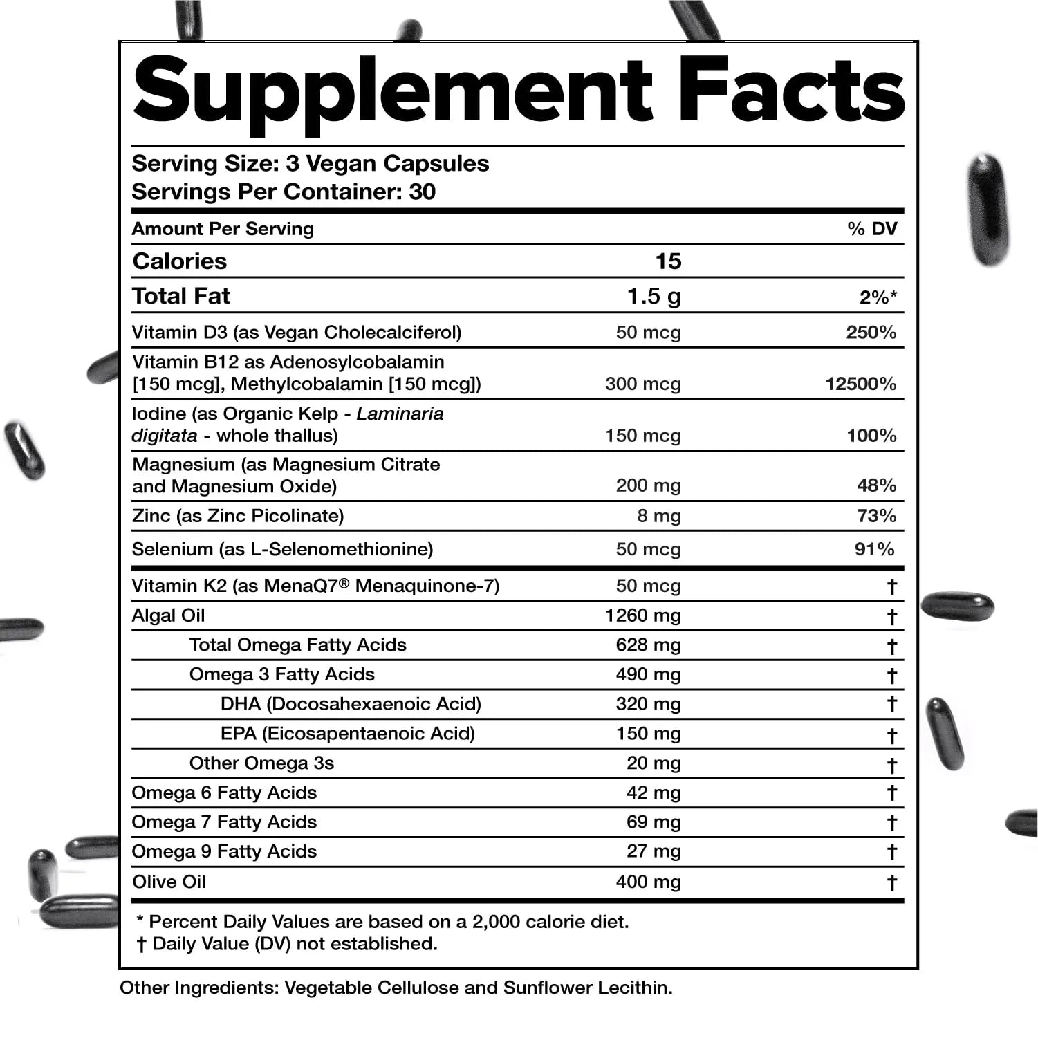 Complement Essential Vegan Multivitamin for Men & Women (30 Servings, 90 Capsules) with Omega-3 DHA & EPA, B12, Vitamin D3 & K2, Zinc, Selenium Complement Au supplements