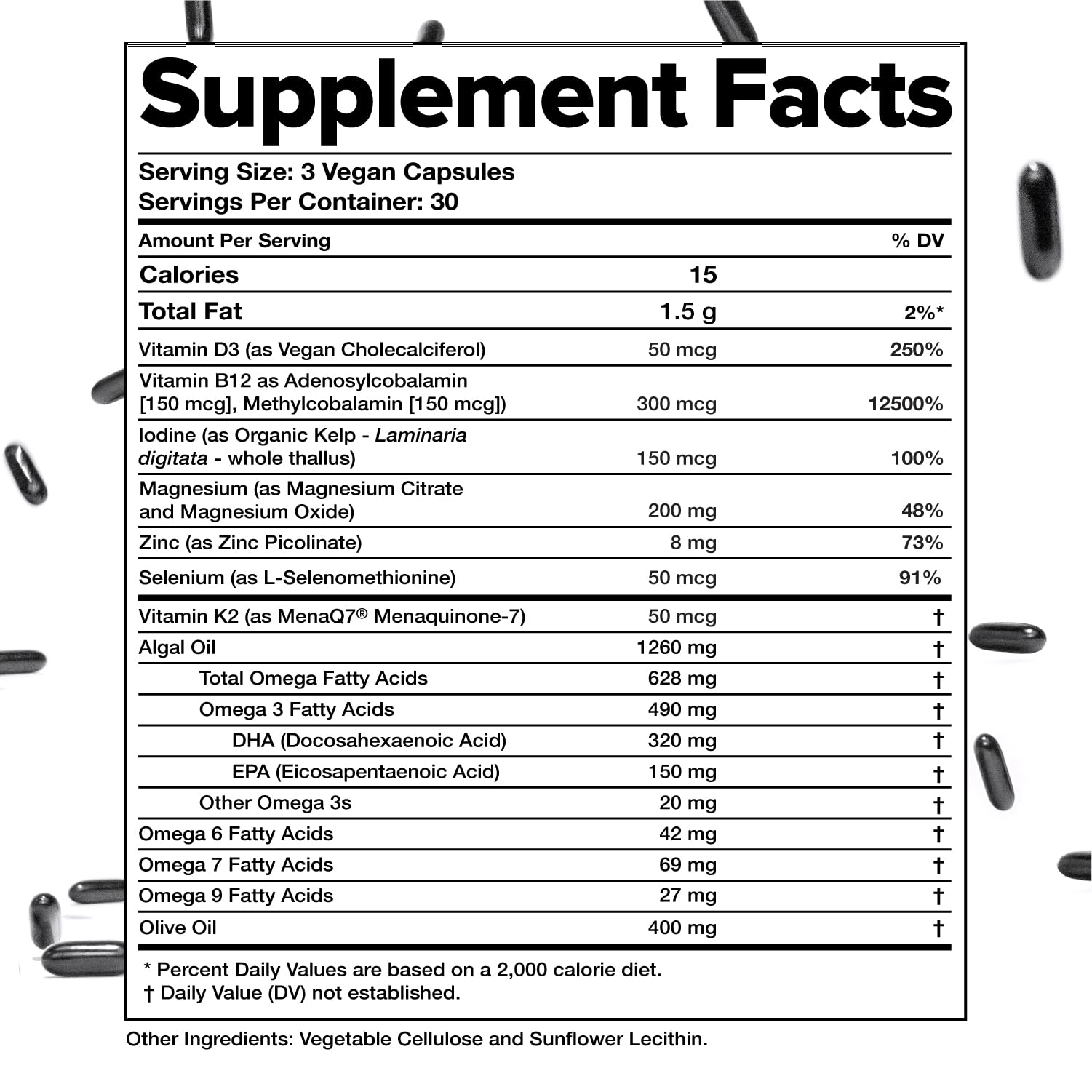 Complement Essential Vegan Multivitamin for Men & Women (30 Servings, 90 Capsules) with Omega-3 DHA & EPA, B12, Vitamin D3 & K2, Zinc, Selenium, Magnesium, Iodine - Supports Immunity & Overall Health Complement Au supplements