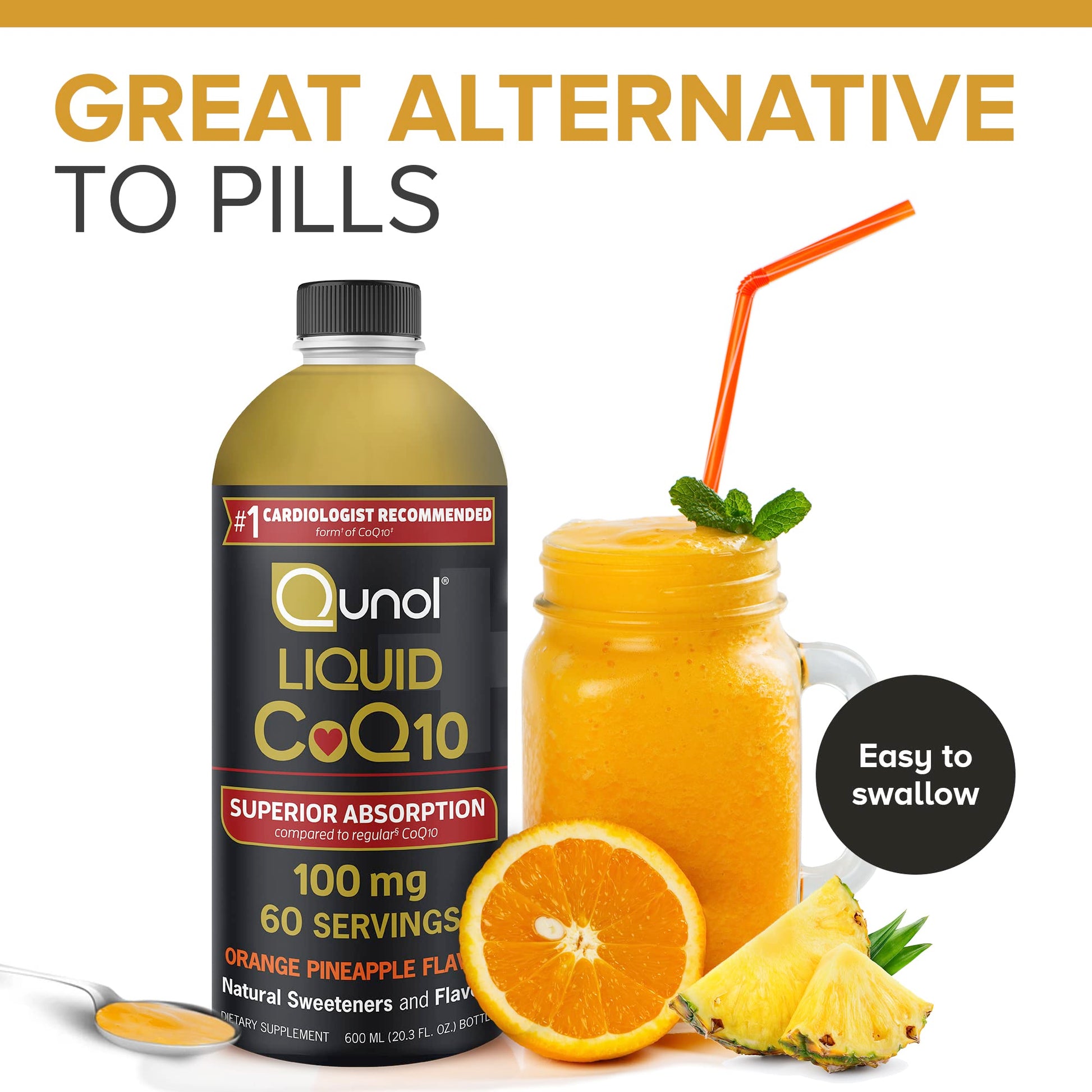 Qunol Liquid CoQ10 100mg, Superior Absorption Natural Supplement Form of Coenzyme Qunol Au supplements