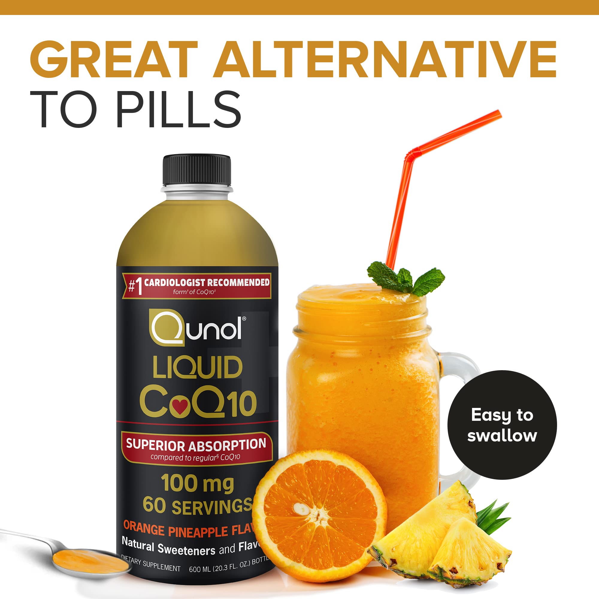 Qunol Liquid CoQ10 100mg, Superior Absorption Natural Supplement Form of Coenzyme Qunol Au supplements