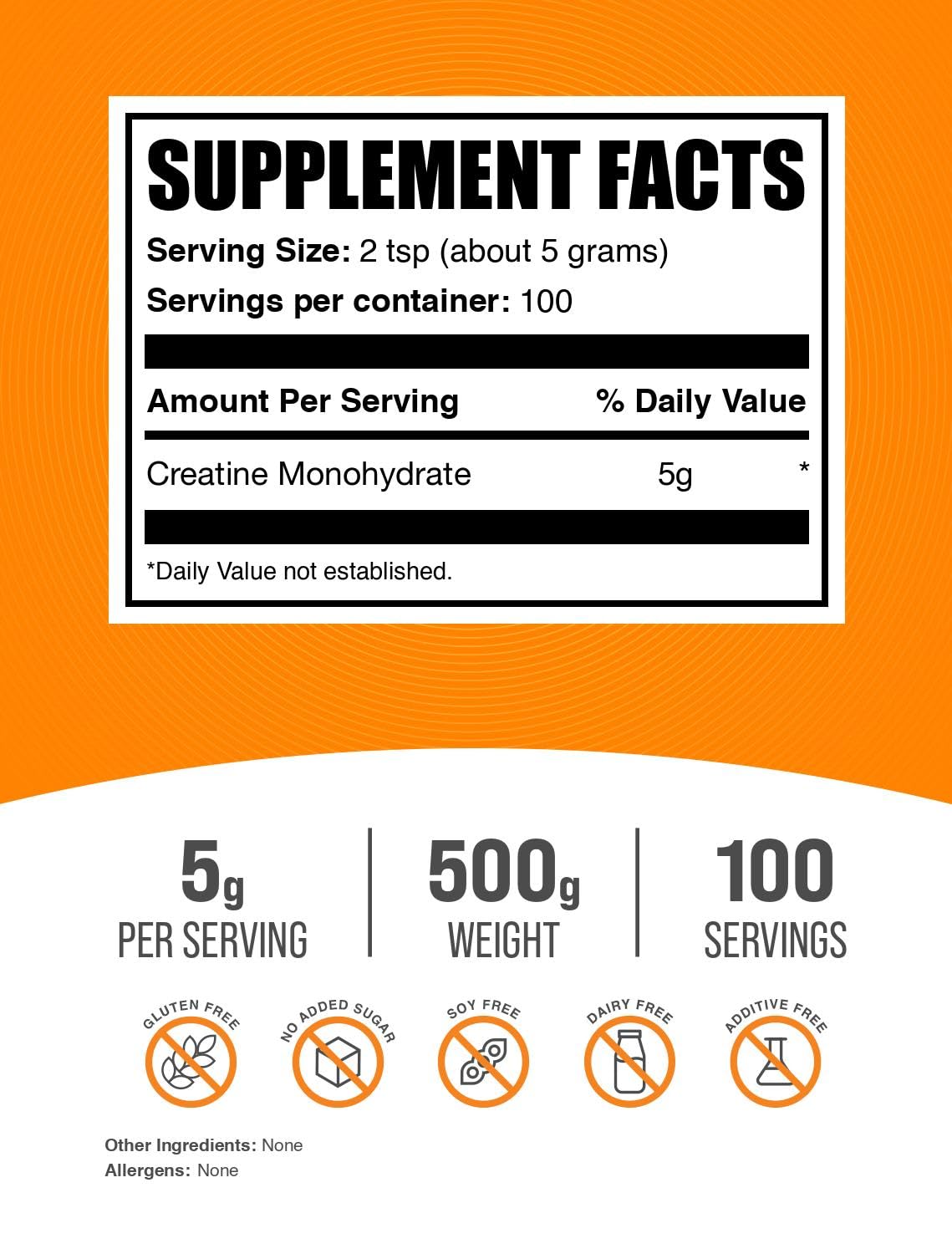 BulkSupplements.com Creatine Monohydrate Powder - Micronized Creatine Powder, Unflavored - Pure & Gluten Free, 5g per Serving, 500g (1.1 lbs) (Pack of 1) BulkSupplements Au supplements