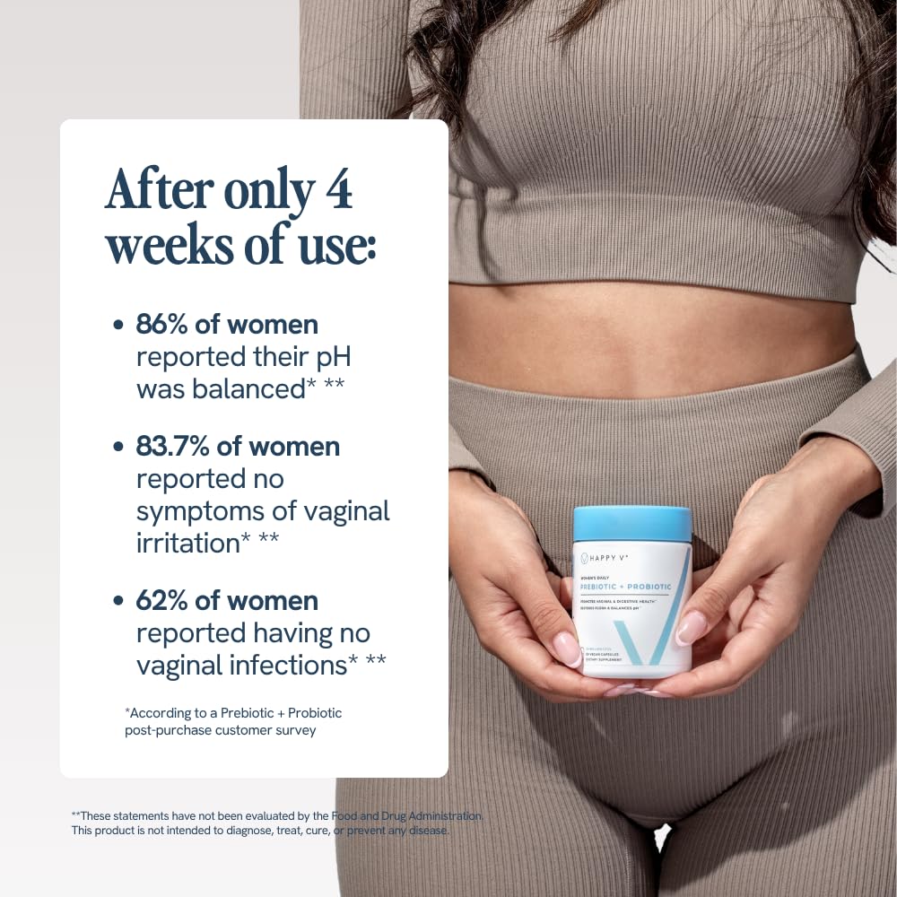 Happy V Dr. Formulated Vaginal Probiotics for Women Odor & Itch Support, Urinary & Gut Health, pH Balance | Womens Daily Probiotic with Patented Prebiotics & Lactobacillus for Feminine Wellness Happy V Au supplements