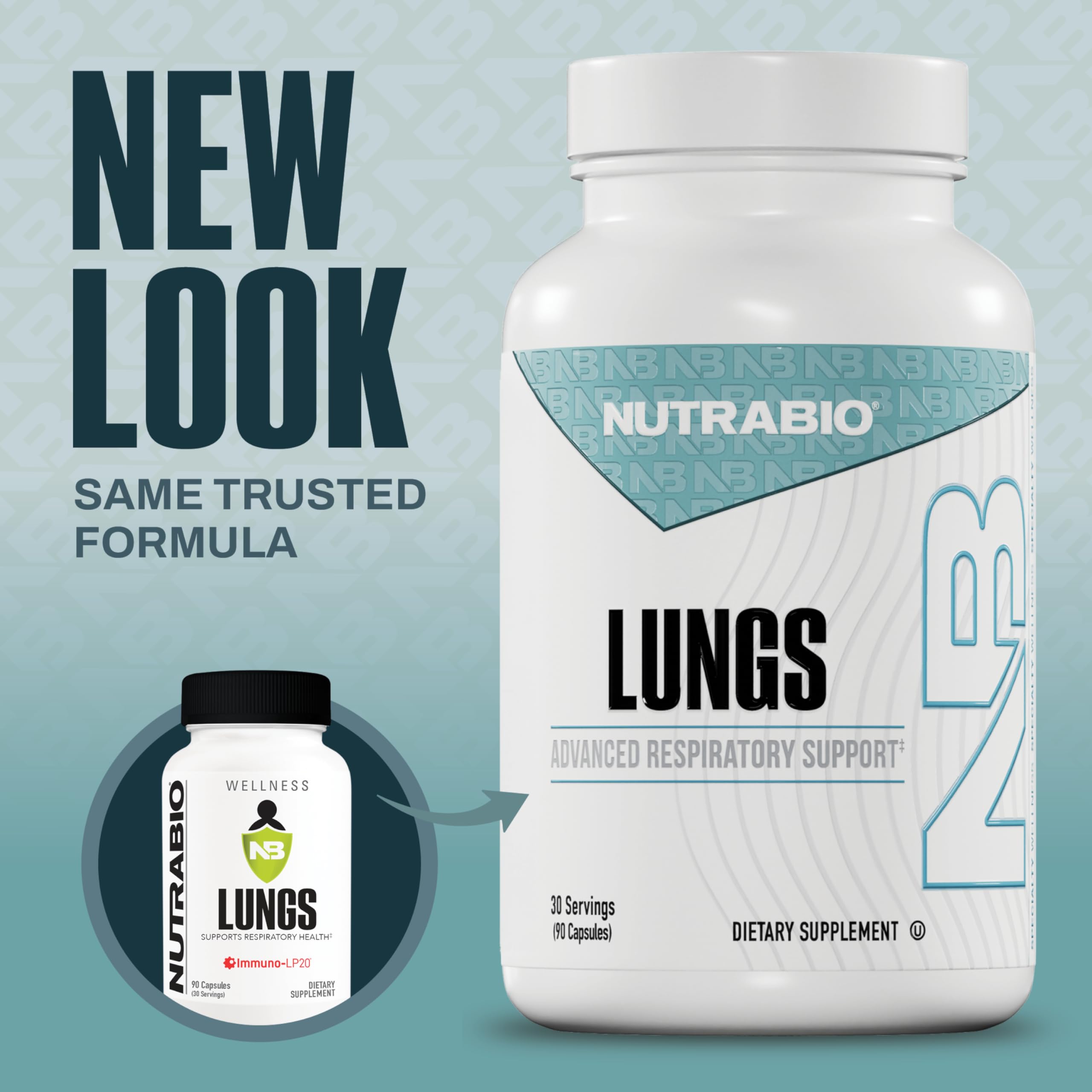 NutraBio Lungs Supplement - Blend of Immuno-LP20 and Natural Extracts to Help Support Respiratory & Immune Health - 90 Capsules NutraBio Au supplements