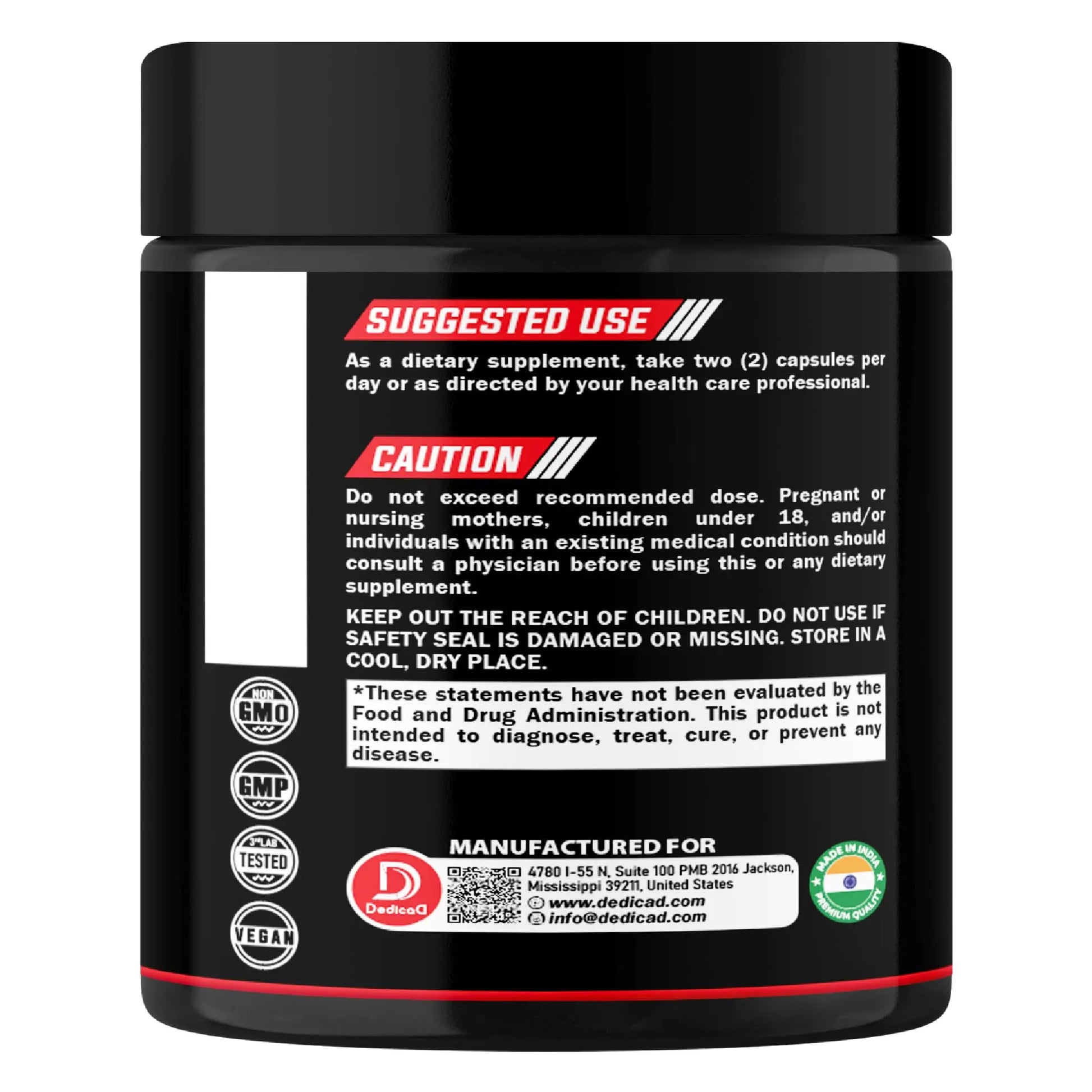 DEDICAD NAD Supplement with Nicotinamide Riboside and Trans Resveratrol - NR for Men & Women - 80 Capsules DEDICAD Au supplements