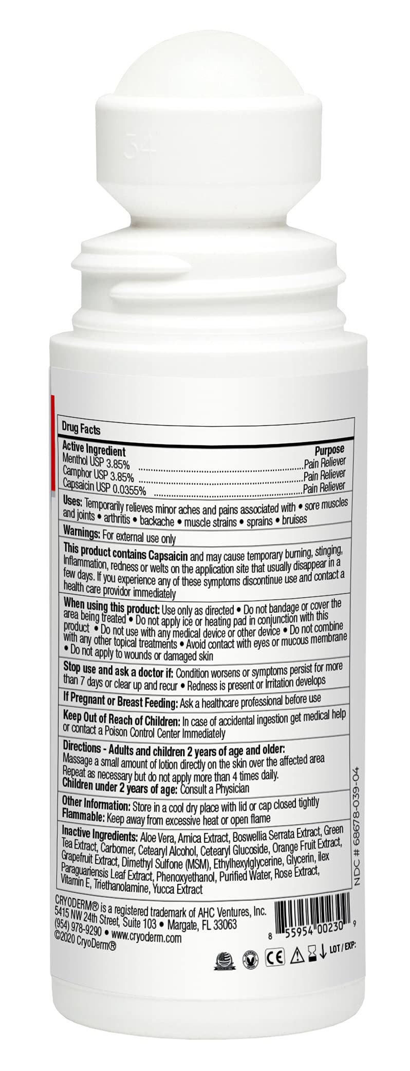 Pkg of 3 CryoDerm Heat Roll-On CryoDerm Au supplements
