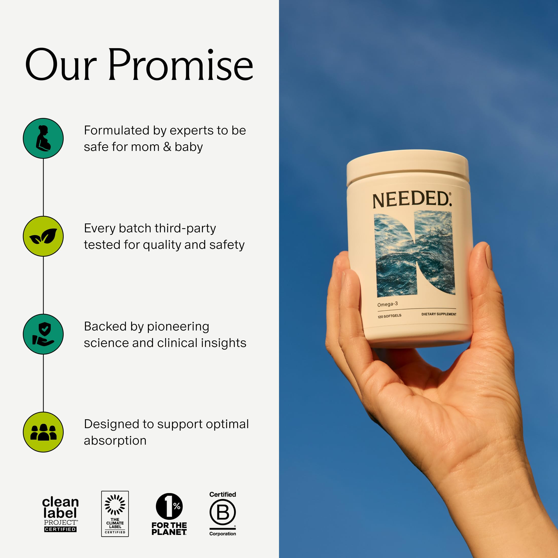 Needed. Prenatal Omega-3 - High Potency Dose of Sustainably Sourced Fish Oil, 1000mg DHA, 1000mg EPA, Encased in a Gelatin-Free, Plant-Based Softgel Shell Needed. Au supplements