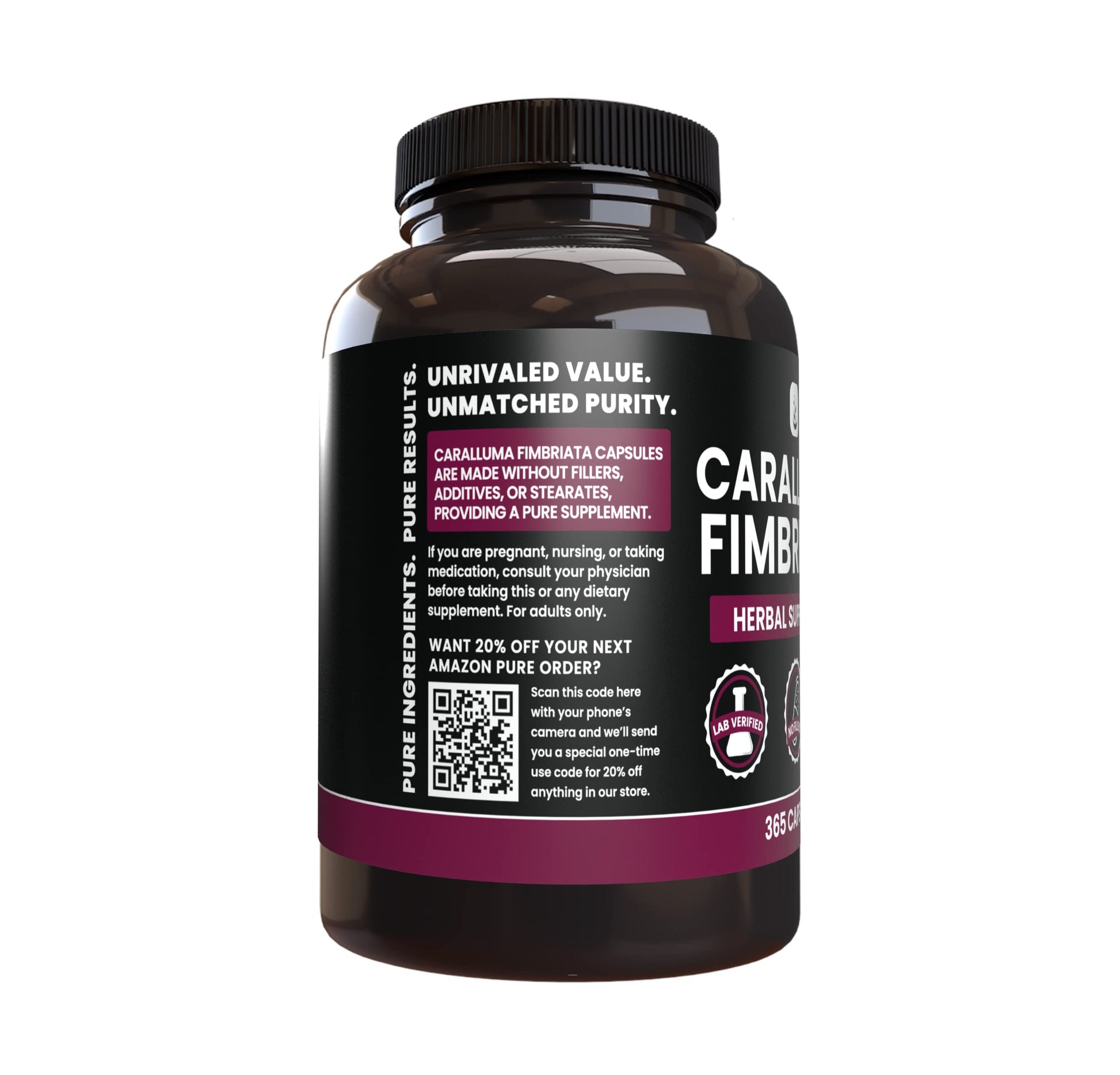 PURE ORIGINAL INGREDIENTS Caralluma Fimbriata (365 Capsules) No Magnesium Or Rice PURE ORIGINAL INGREDIENTS Au supplements
