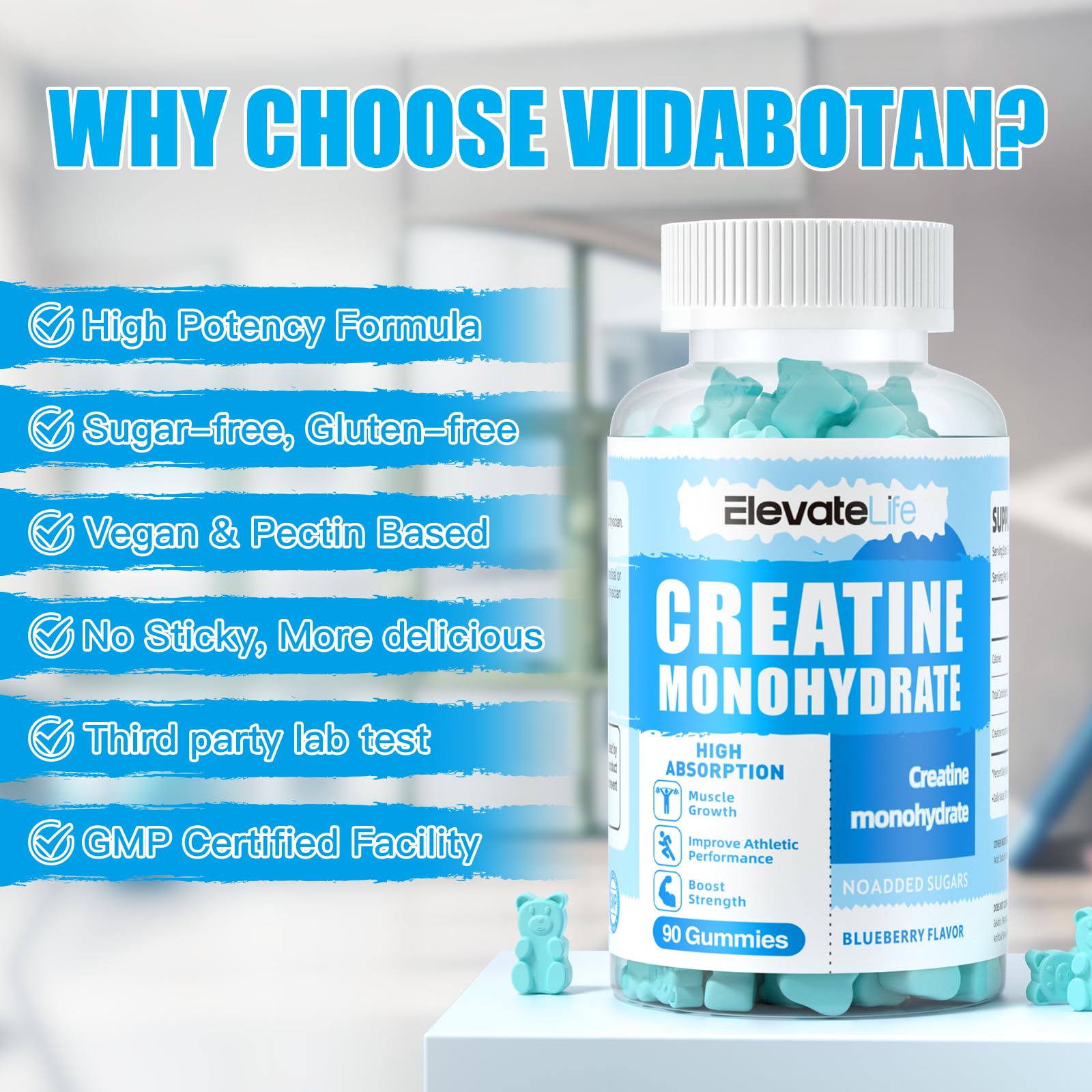 ElevateLife Creatine Monohydrate Gummies 5000mg for Men & Women, Chewables ElevateLife Au supplements