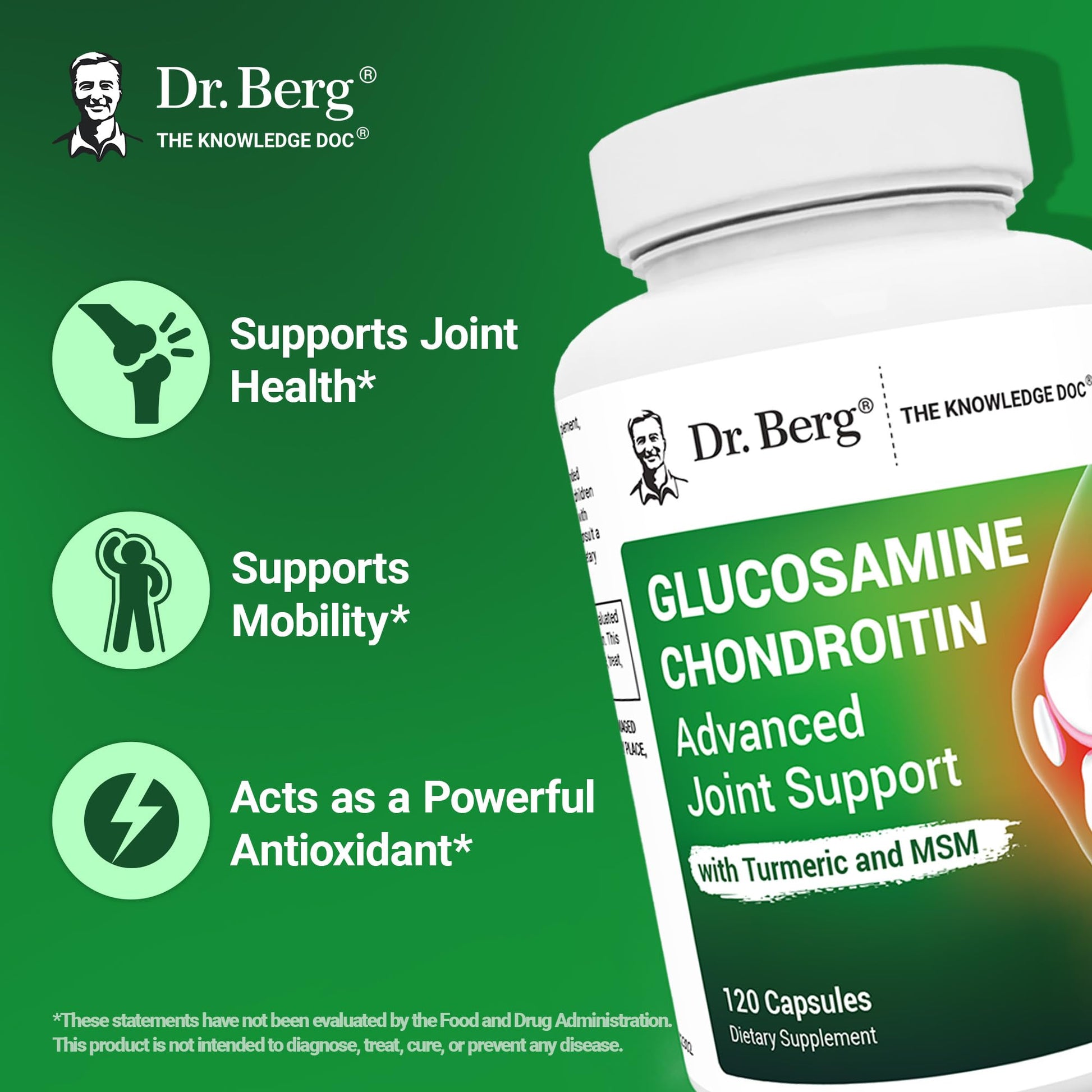 Dr. Berg Glucosamine Chondroitin MSM Turmeric & Boswellia - Advanced Joint Support Supplement with 1500 mg Glucosamine Sulfate - Includes 120 Capsules Dr. Berg Nutritionals Au supplements