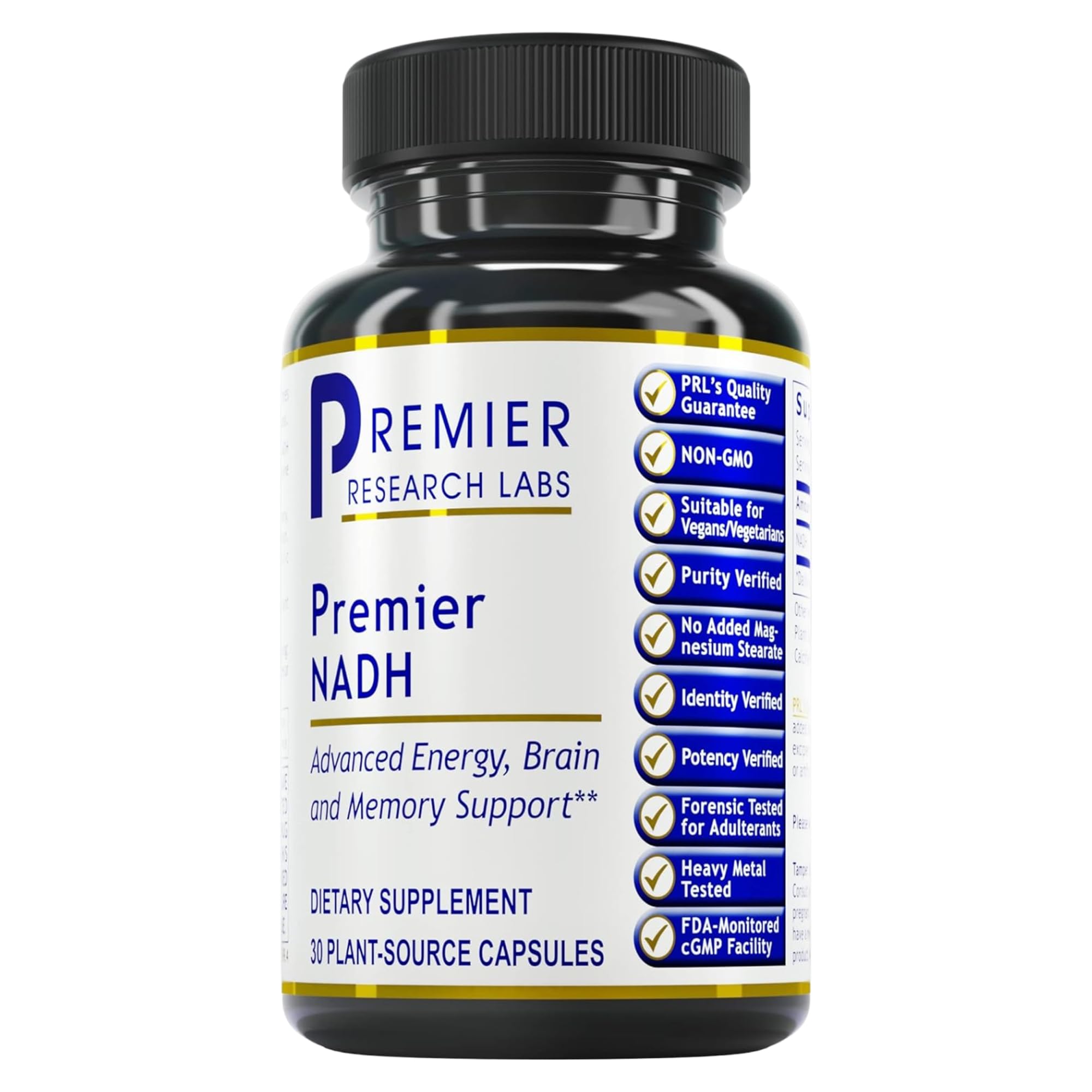 Premier Research Labs NADH - NADH Supplement, NAD Supplement for Men & Women, Nicotinamide Adenine Dinucleotide, Cell Regenerator, Respiratory Support - 30 Vegetarian Capsules Premier Research Labs Au supplements