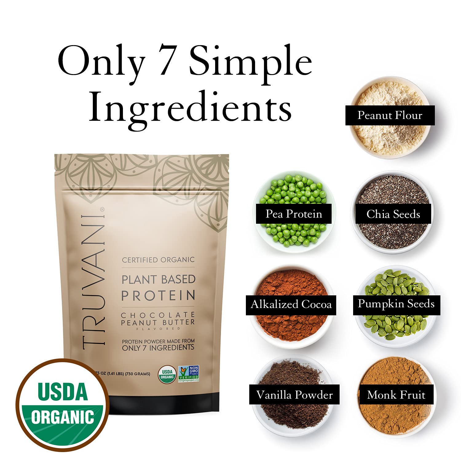 Truvani Vegan Chocolate Peanut Butter Protein Powder - 20g Plant-Based Protein, Gluten Truvani Au supplements