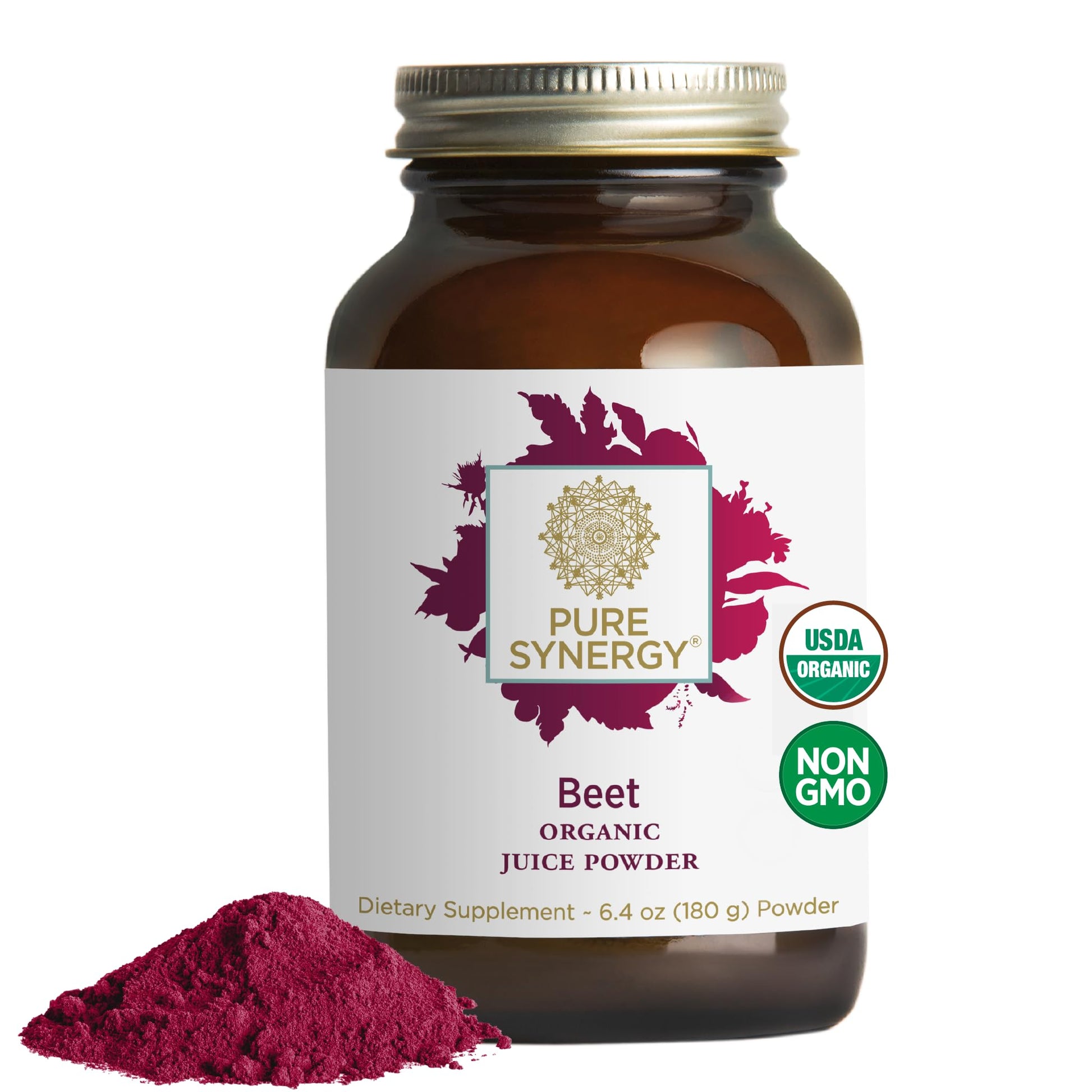 PURE SYNERGY Organic Beet Juice Powder | Pre-Workout Supplement | Organic Beet Root Juice Powder | for Healthy Circulation, Exercise, and Detoxification (6.4 oz.) PURE SYNERGY Au supplements