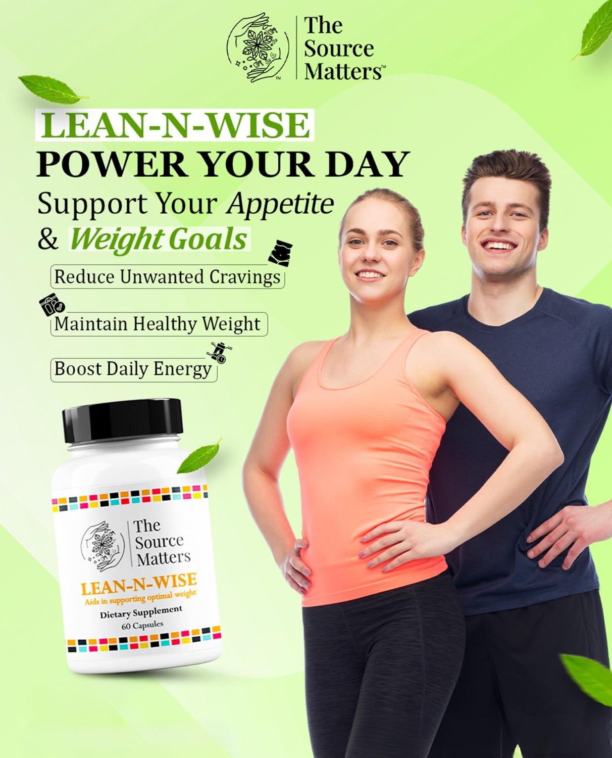 Lean-N-Wise Digestion & Energy Support with Green Coffee Bean, Hibiscus, Lemon Verbena & Magnesium Citrate | Plant-Based Formula for Daily Wellness (60 Capsules) THE SOURCE MATTERS Au supplements