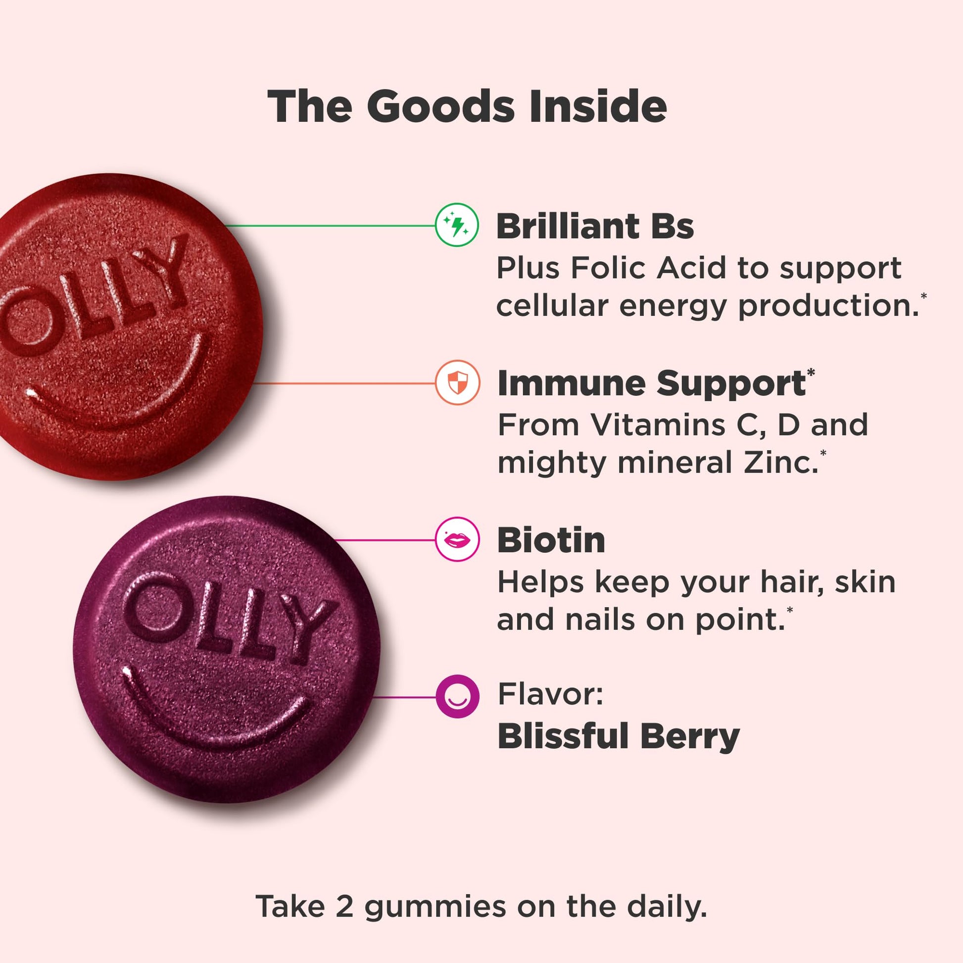 OLLY Women's Daily Multivitamin Gummy, Vitamins A, D, C, E, Biotin, Folic Acid, Adult Chewable Vitamin, Berry Flavor OLLY Au supplements