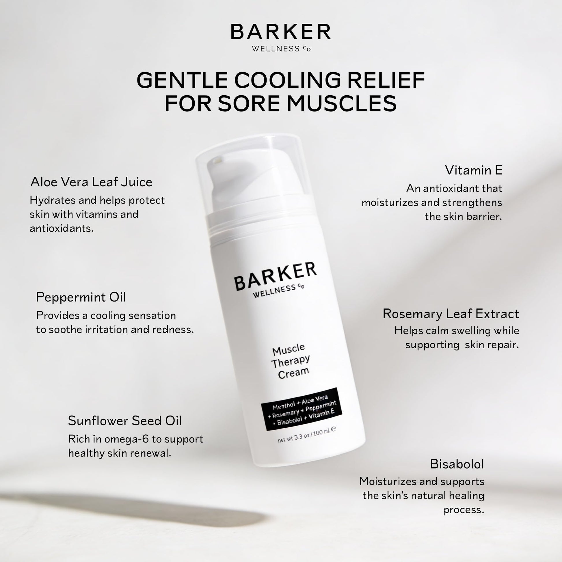 Barker Wellness Soothing Muscle Therapy Cream | Advanced Joint & Muscle Relief for Recovery & Relaxation | Enriched with Antioxidants & Moisturizing Vitamin E | All-Natural Vegan Formula (100ml) Barker Wellness Co Au supplements