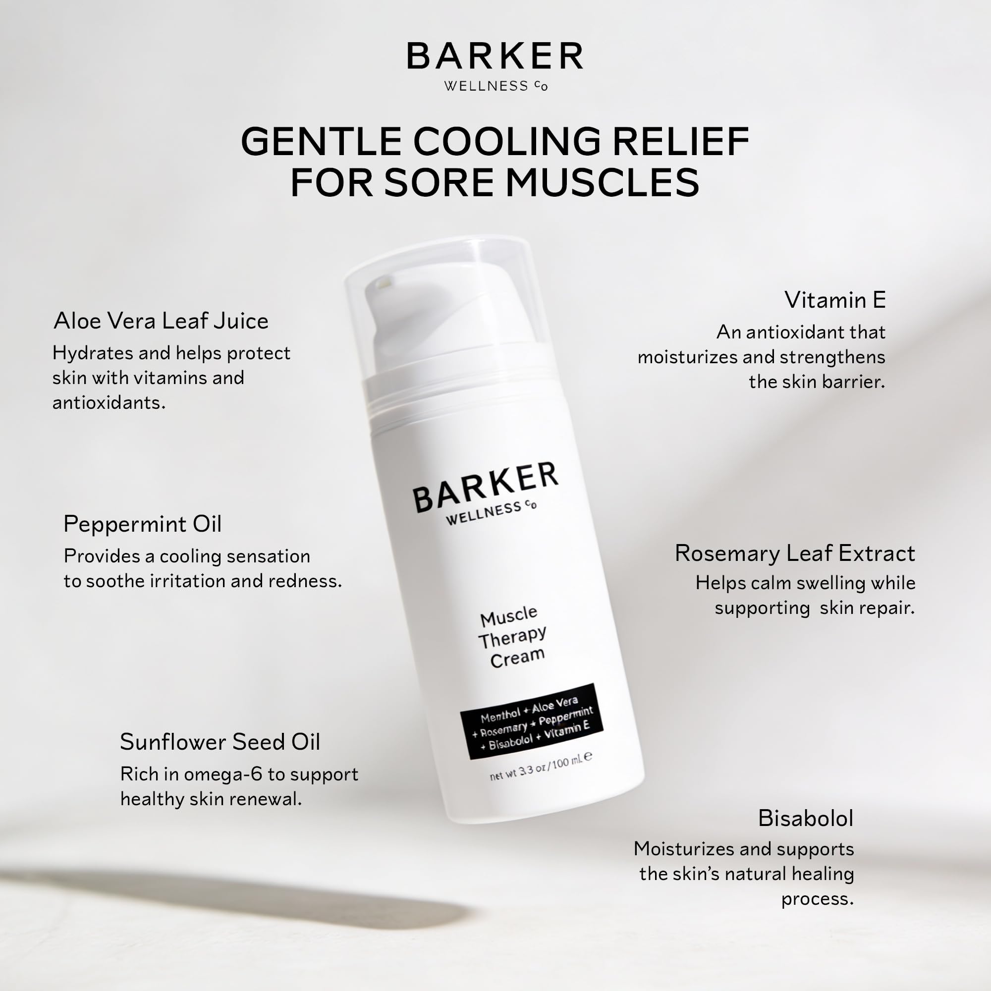 Barker Wellness Soothing Muscle Therapy Cream | Advanced Joint & Muscle Relief for Recovery & Relaxation | Enriched with Antioxidants & Moisturizing Vitamin E | All-Natural Vegan Formula (100ml) Barker Wellness Co Au supplements