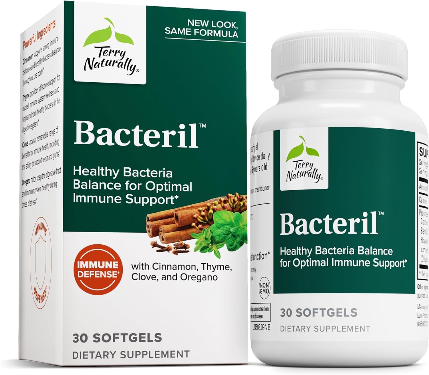 Terry Naturally Bacteril - Intestinal Support Supplement with Clove, Cinnamon, Thyme & Oregano - Immune Support Supplement with Antioxidant Support - Intestinal Support - 30 Softgels Terry Naturally Au supplements