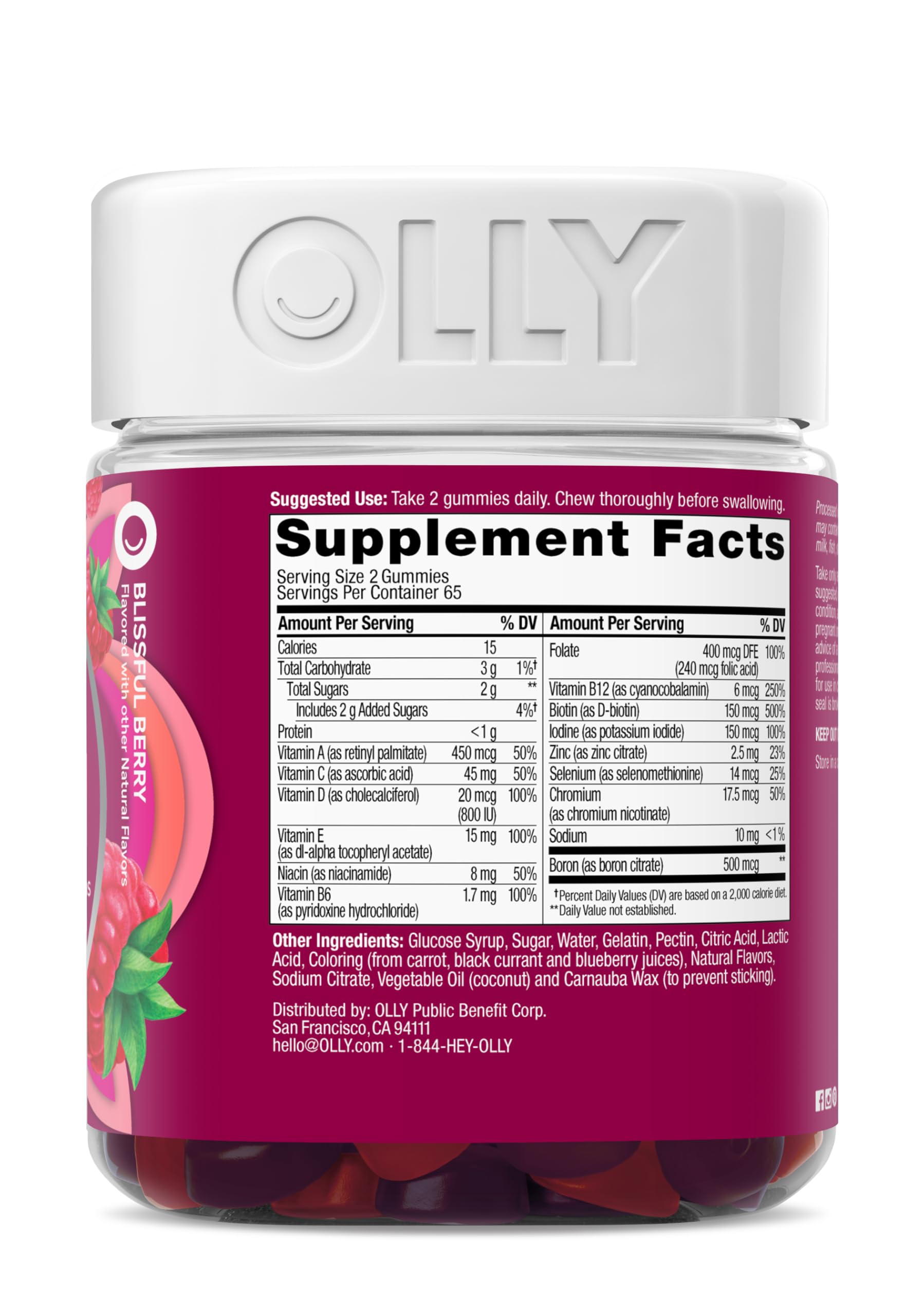 OLLY Women's Daily Multivitamin Gummy, Vitamins A, D, C, E, Biotin, Folic Acid, Adult Chewable Vitamin, Berry Flavor OLLY Au supplements