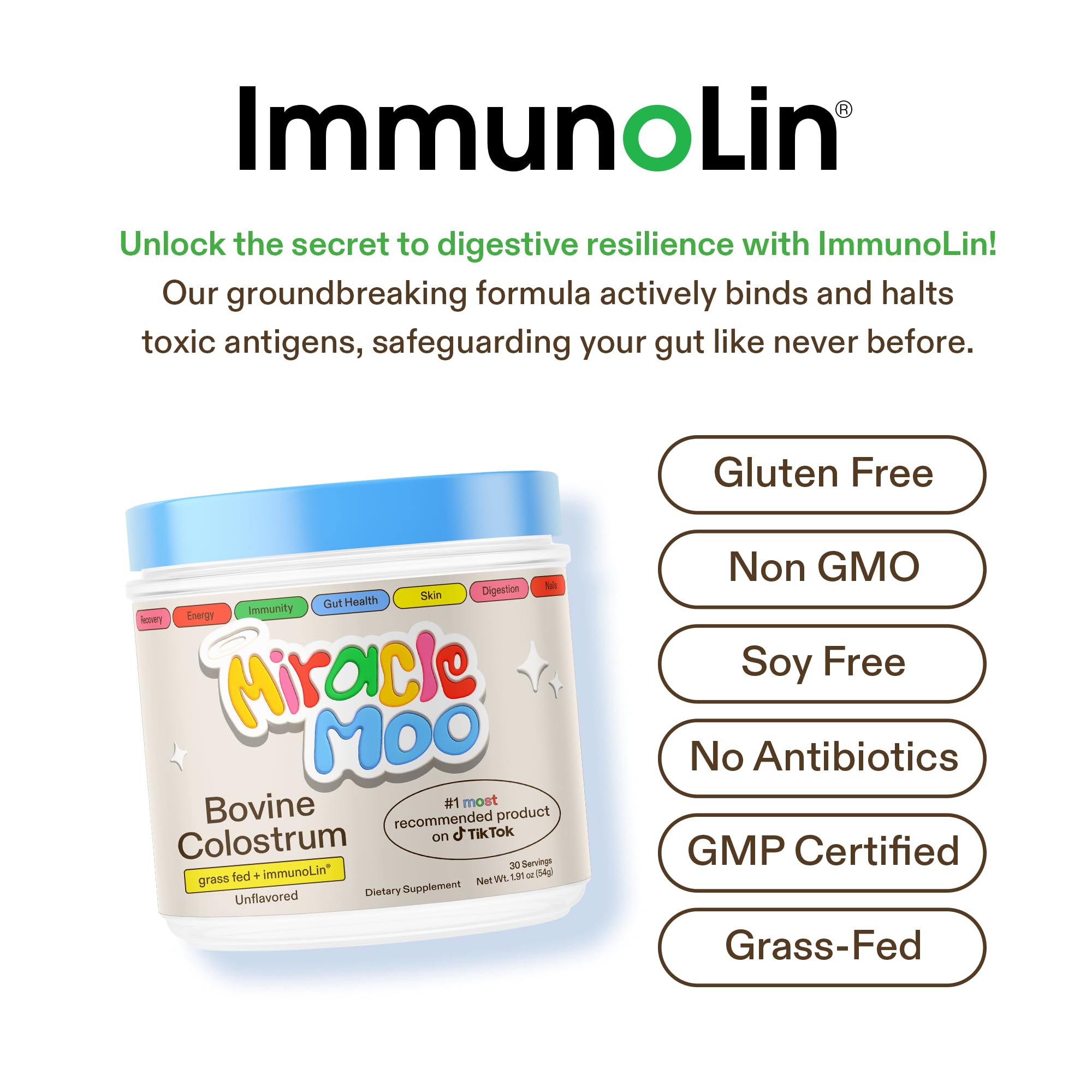 Colostrum Supplement for Gut Health, Hair Growth, Beauty and Immune Support Miracle Moo Au supplements