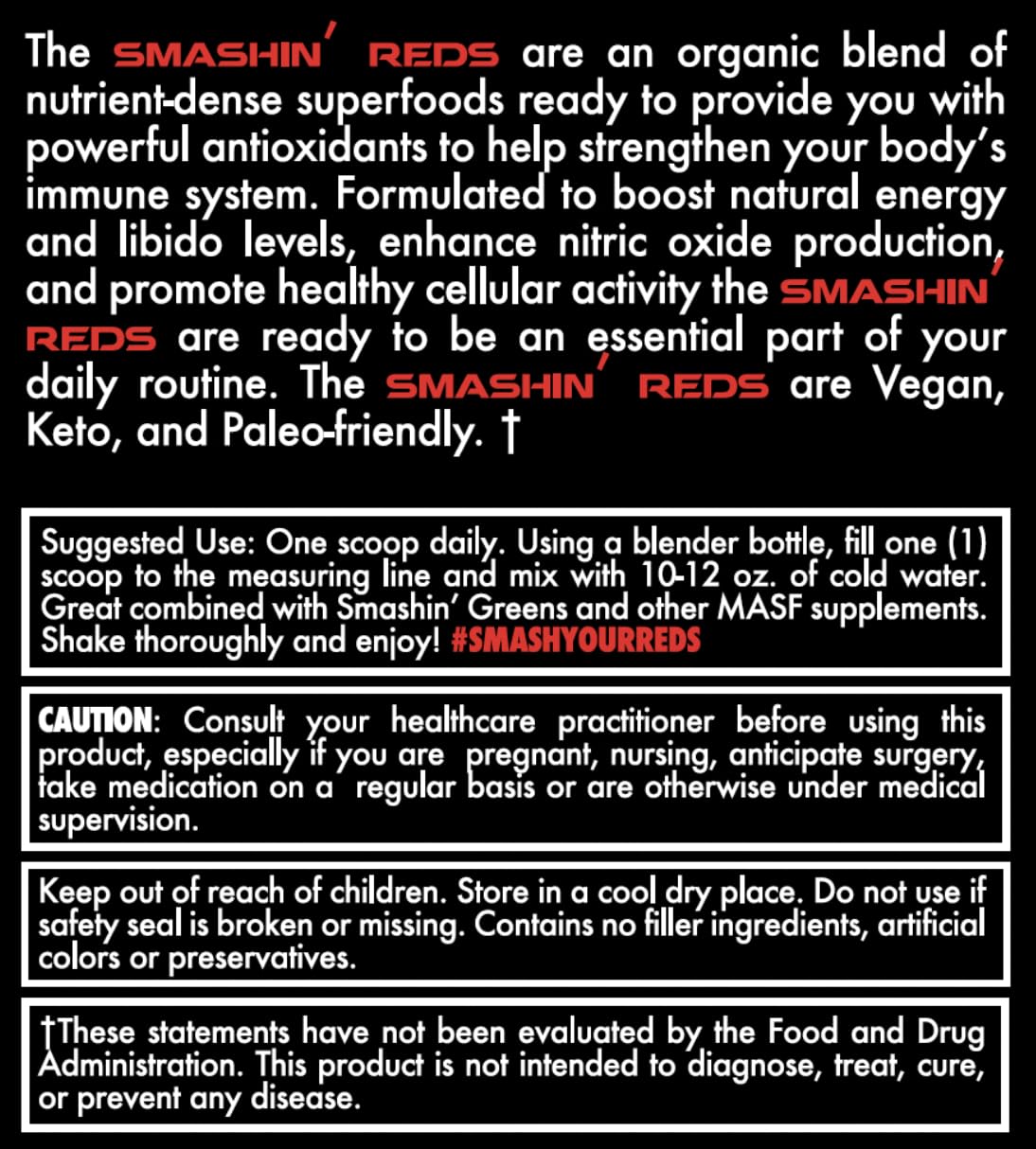 MASF Smashin' Reds Organic Superfood Supplements - 15 Servings - NSF Sport, Super Reds for Digestive Health, Energy, Endurance, Beet Root, Maca, Turmeric, Ginger, Acai, Nitric Oxide Production MASF Au supplements