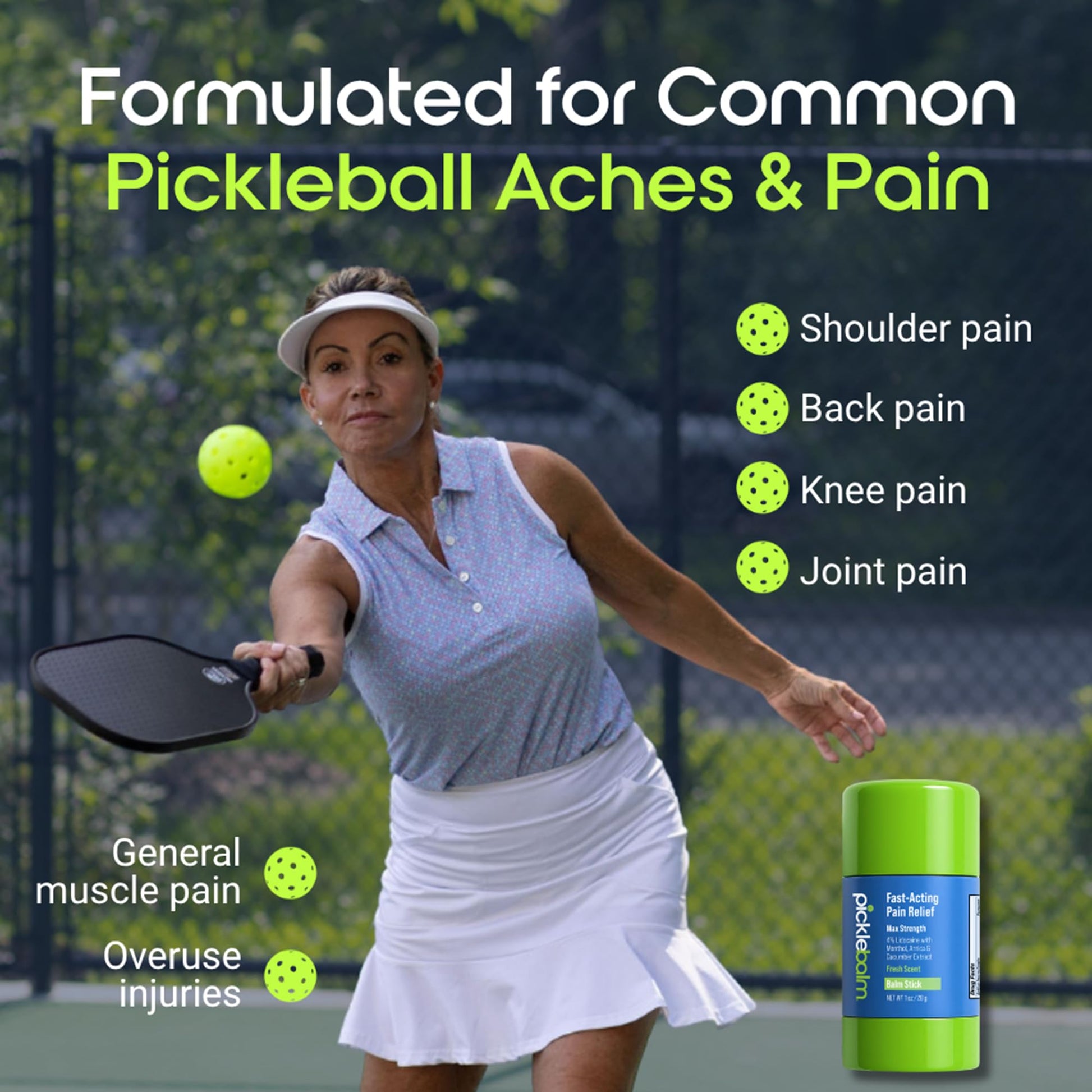 PickleBalm Pickleball In-Game Muscle Pain Relief Balm Stick with 4% Lidocaine, Arnica, Menthol, Cucumber Seed Extract for Shoulders, Knees, Wrists, and More, 1oz Stick PickleBalm Au supplements