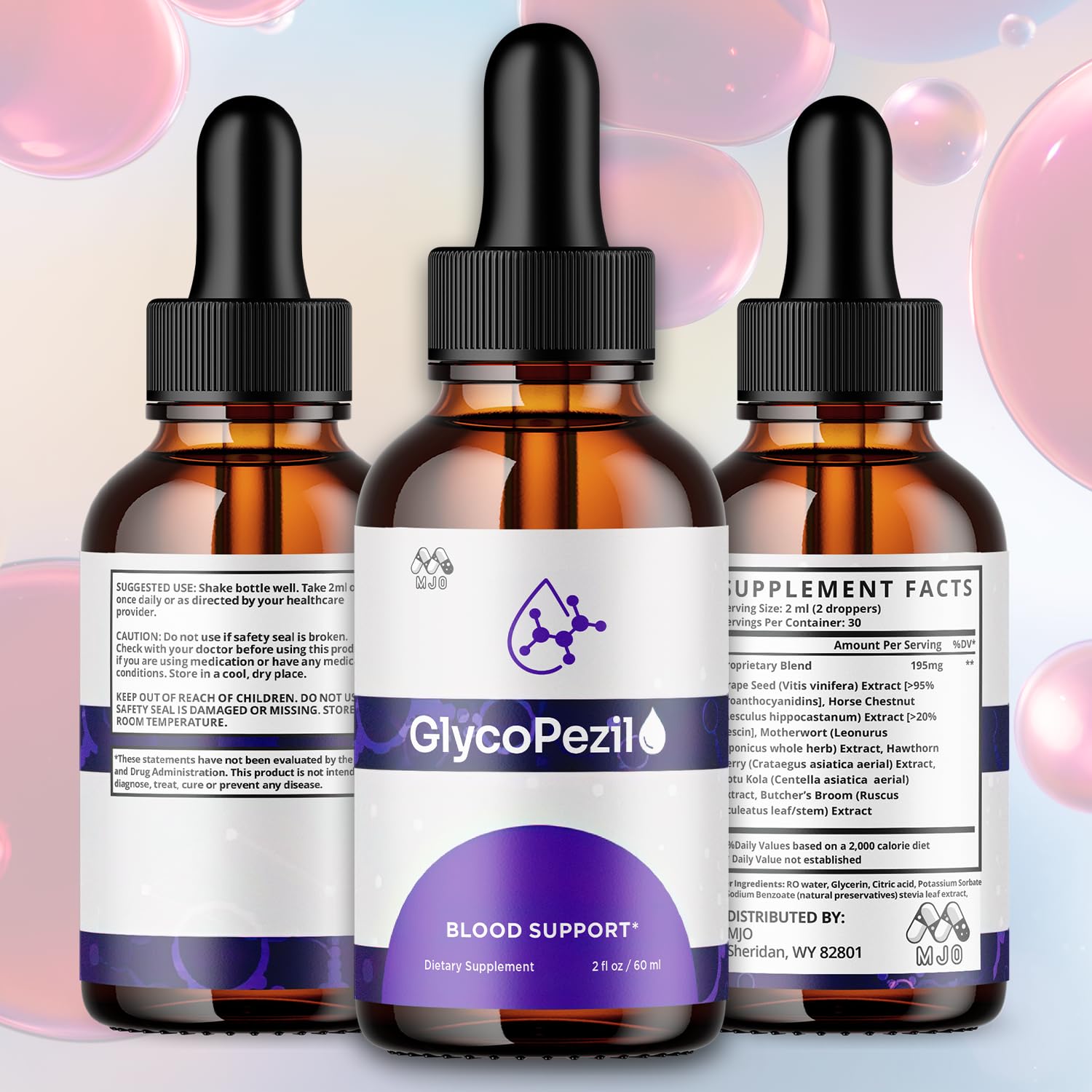 (3 Pack) Glycopezil Drops, Official Glycopezil Blood Health Support Drops with All Natural Ingredients, Advanced Health & Wellness Support Formula with Premium Vitamins for Women & Men (90 Servings) MJO Au supplements