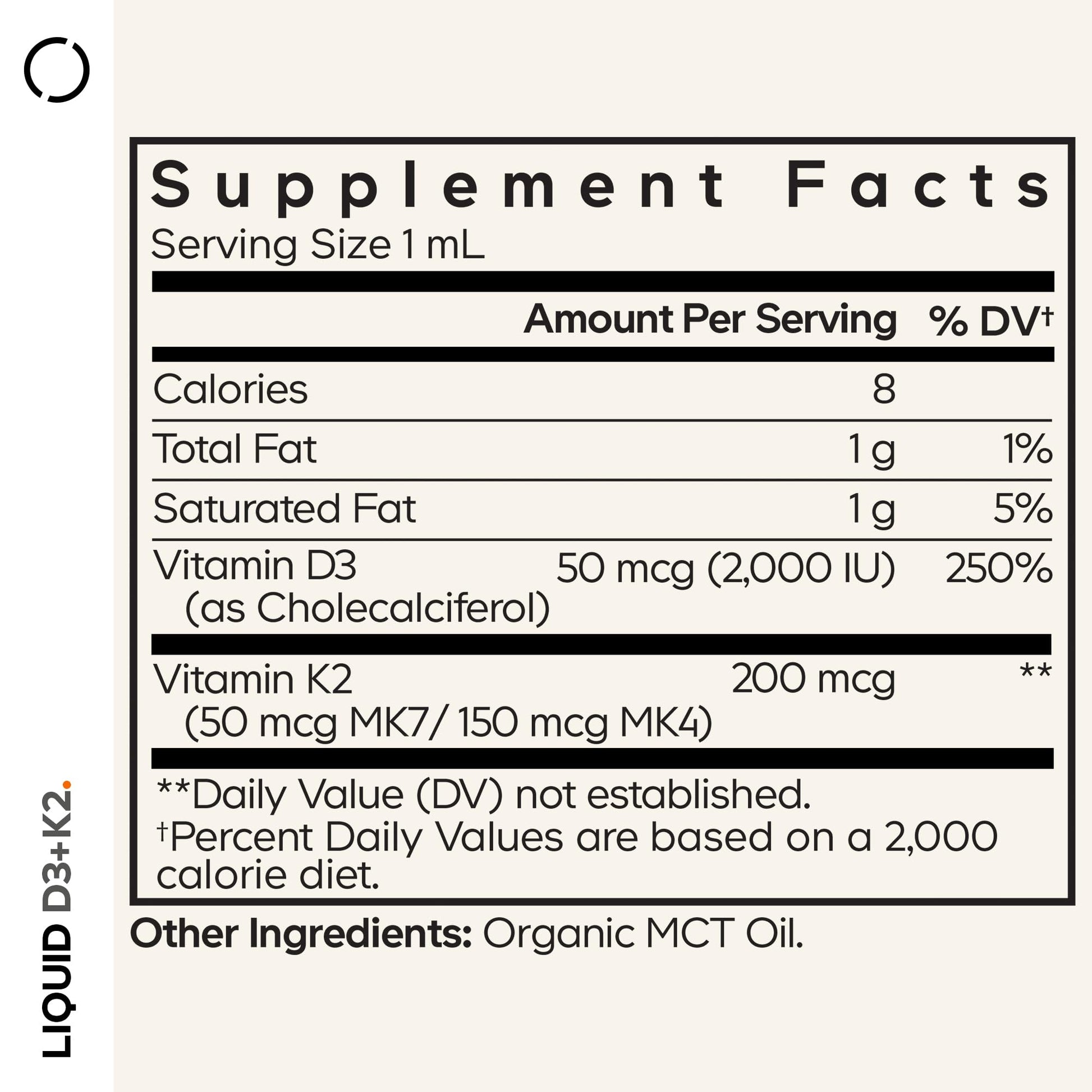 Codeage Liquid D3+K2 Vitamins USDA Organic - Vitamin D3 2000 IU, Vitamin K2 (MK4 & MK7) Liquid Drops - Immune Support - Unflavored - Organic MCT Oil - Non-GMO - 1 fl oz Codeage Au supplements