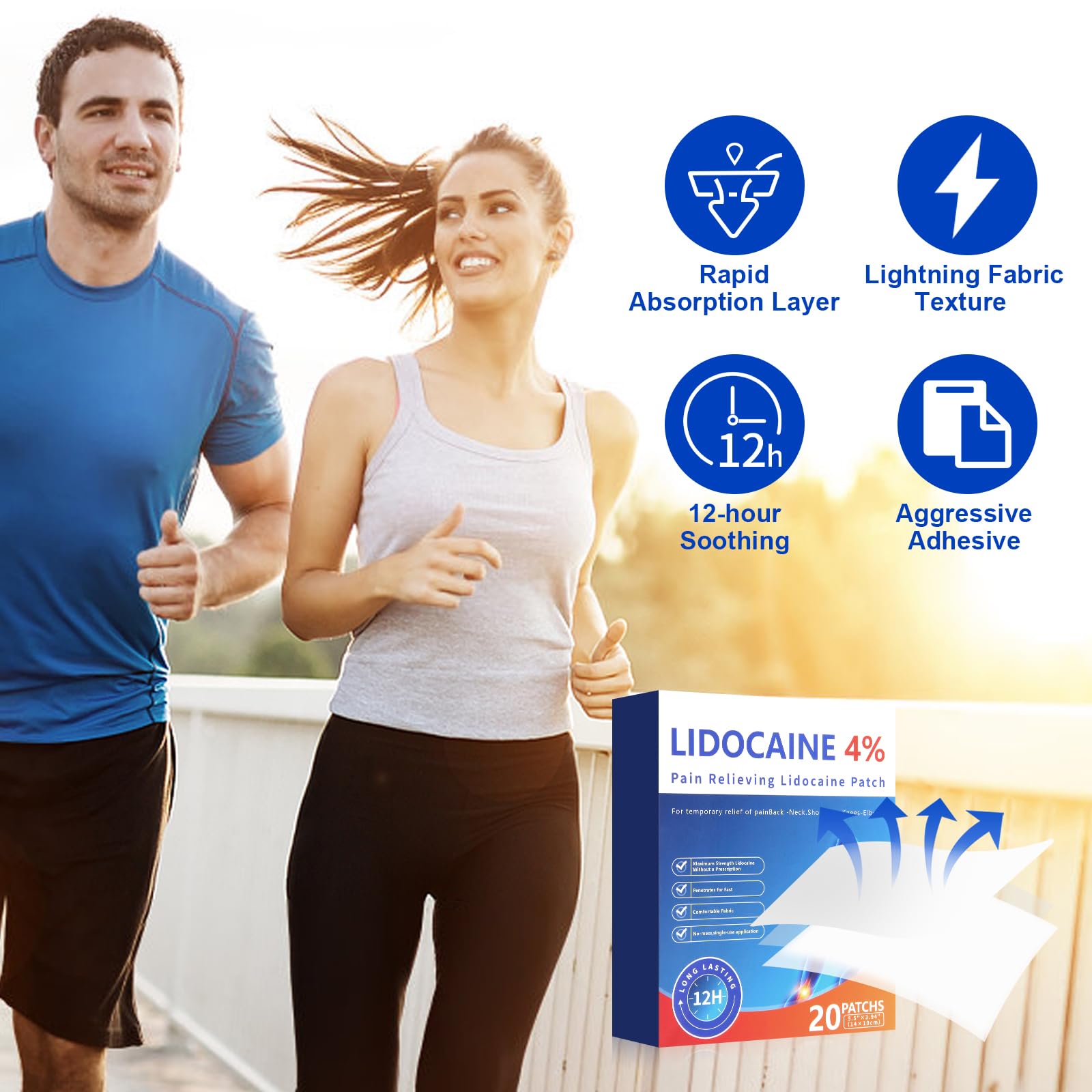 AROSLU Pain Relief Patches Lidocaine 4% ICY Patch Relieving Patch-12 Hour Acting Pain Patches-Muscle and Joint Pain Relief |Targets Neck,Back,Shoulders Pain relief-20patches AROSLU Au supplements