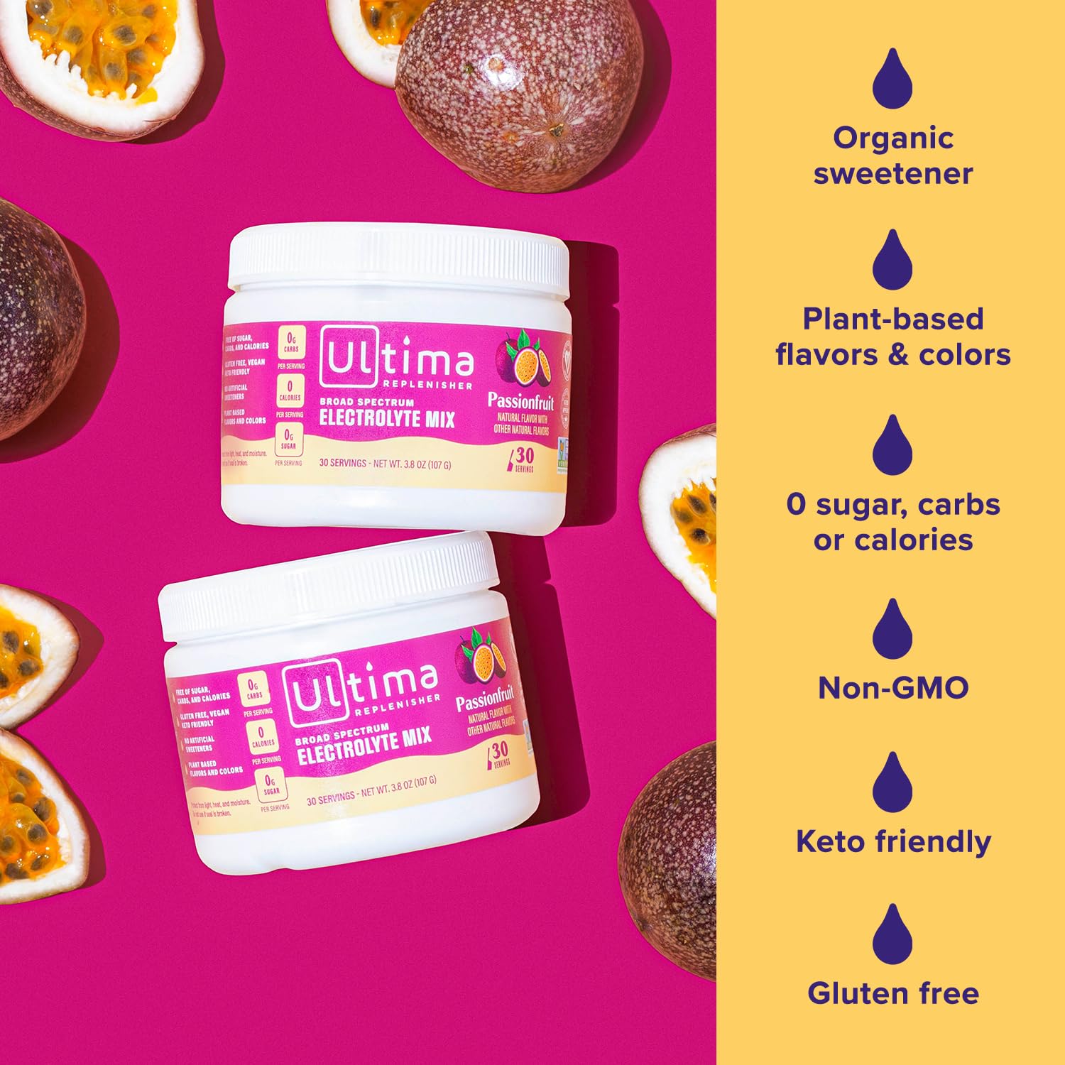 Ultima Replenisher Daily Electrolyte Drink Mix – Passionfruit, 30 Servings – Hydration Ultima Replenisher Au supplements