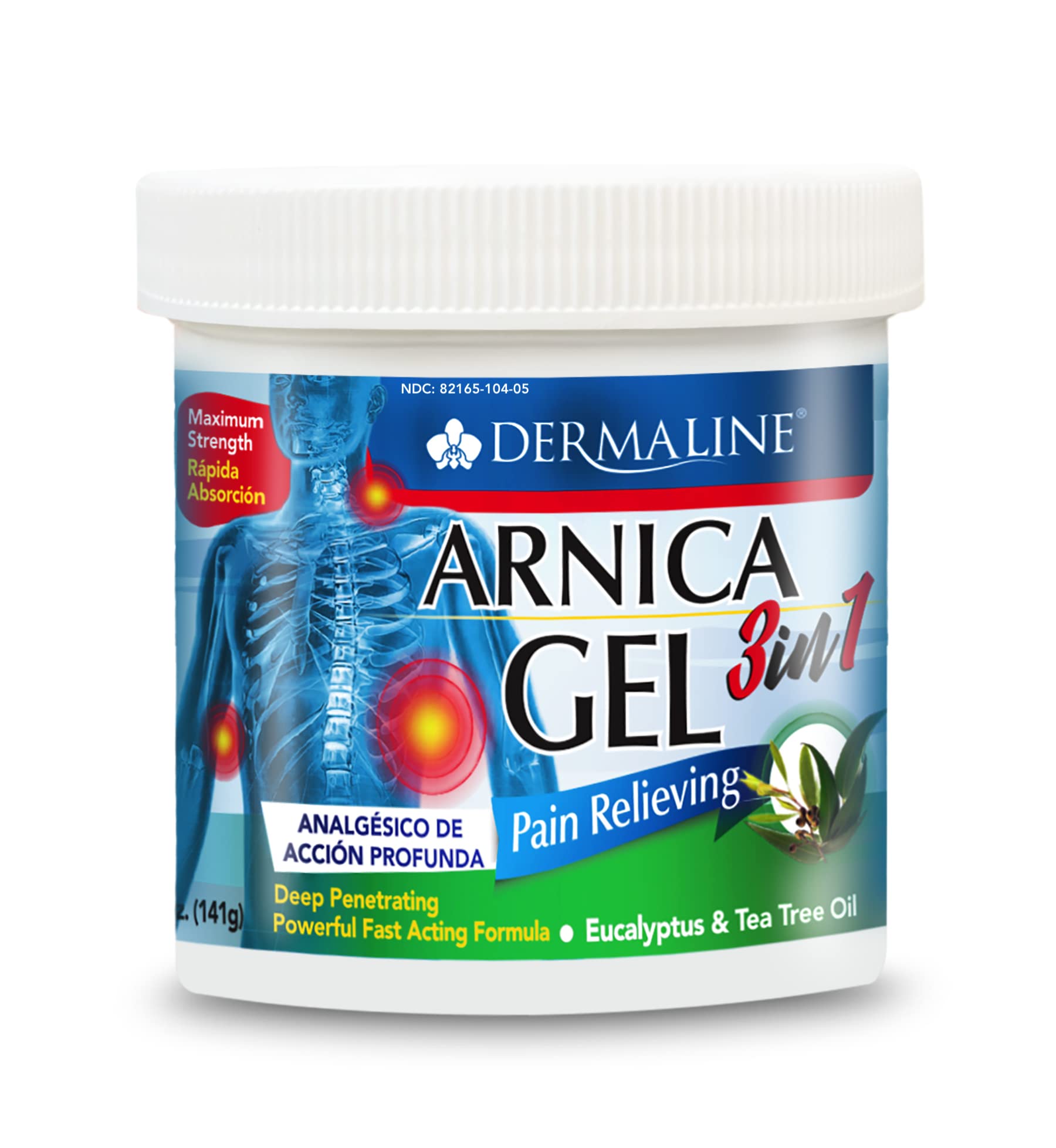 DERMALINE Arnica 3 in 1 Gel, Eucalyptus, Tea Tree Oil, Vitamin E - Fast Acting and Absorbing, Pain Relief DERMALINE Au supplements