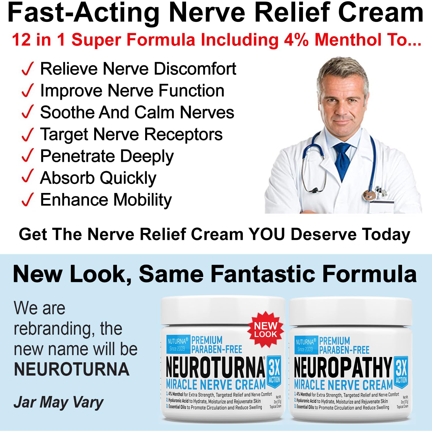 Neuropathy Nerve Relief Cream - Premium Nerve Cream 3X Action for Targeted Relief and Soothing Nerve Comfort - Maximum Strength with 4% Menthol, MSM for Feet Hands Legs Toes & Back - Extra Large 6 Oz Nuturna Au supplements