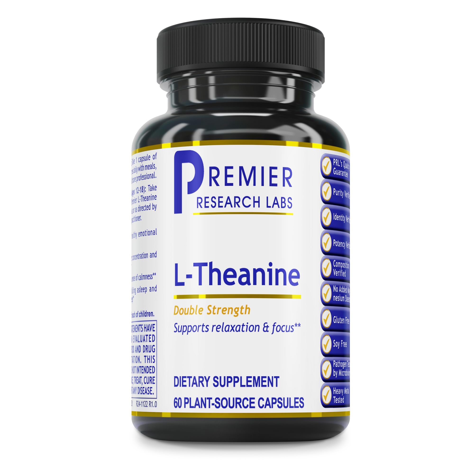 Premier Research Labs L-Theanine Double Strength - Pure L Theanine Supplement 200mg, Focus & Energy Support for Men & Women, Amino Acid for Relaxation, Support for Adults & Kids - 60 Vegan Capsules Premier Research Labs Au supplements