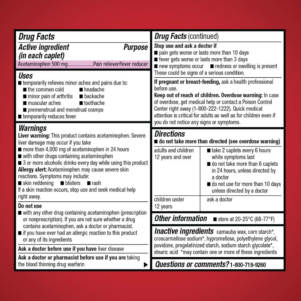 Amazon Basic Care Extra Strength Pain Relief, Acetaminophen Caplets, 500 mg, 200 Ct Amazon Basic Care Au supplements