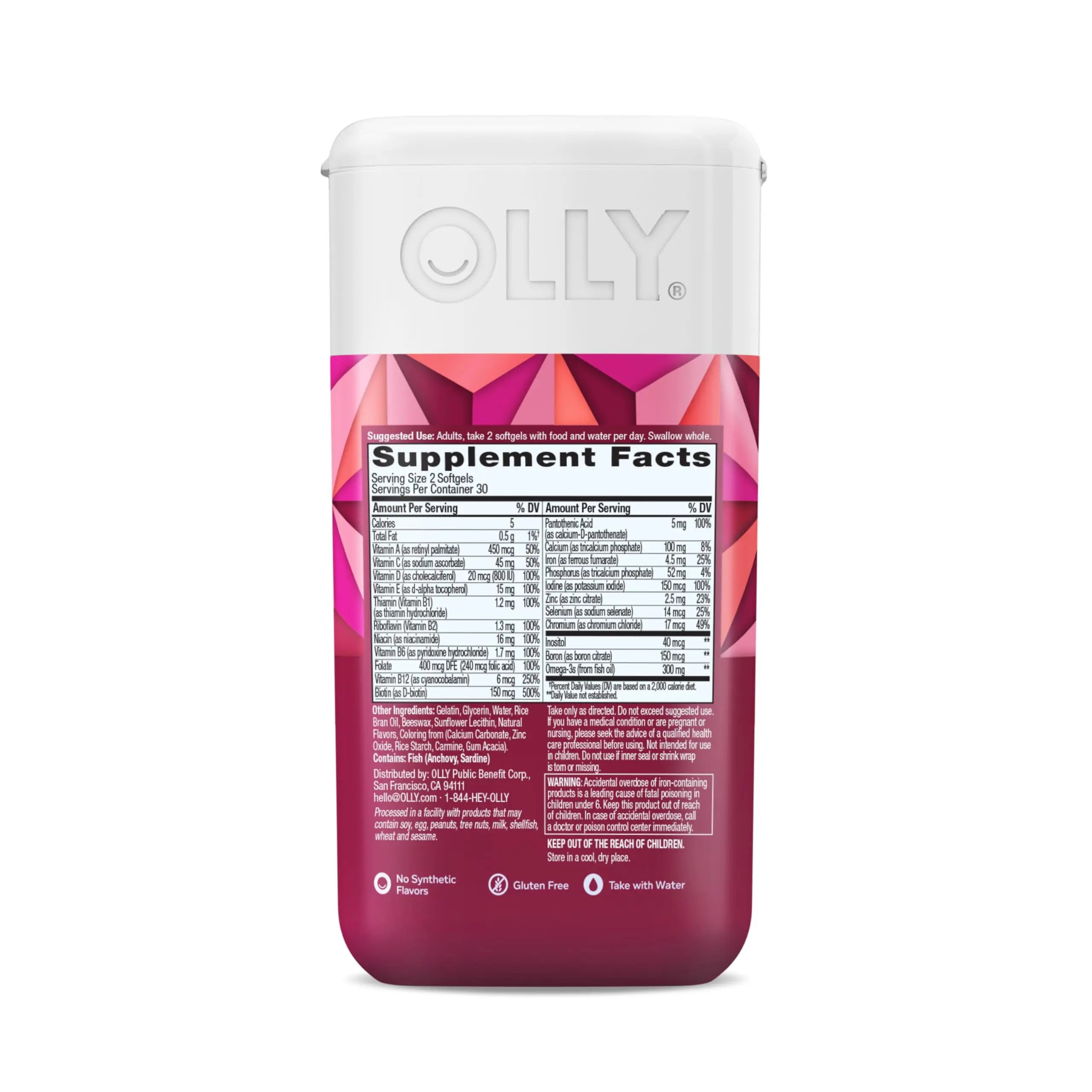 OLLY Ultra Women's Multi Softgels, Overall Health and Immune Support, Omega-3s, Iron, Vitamins A, D, C, E, B12, Daily Multivitamin OLLY Au supplements