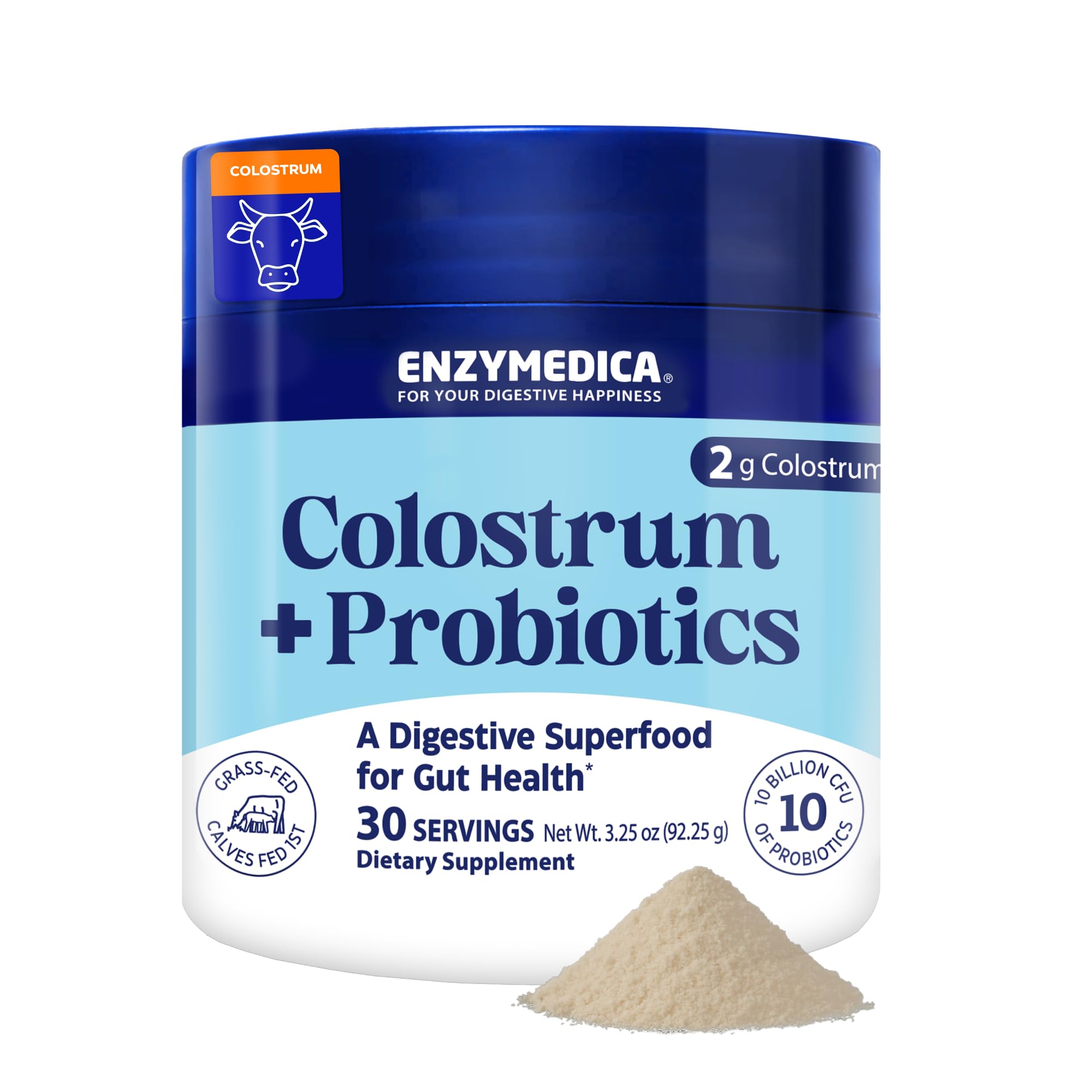 Enzymedica Colostrum + Probiotics Powder Supplement - Grass Fed Bovine Colostrum for Women & Men, Peptide & Lactoferrin Support, Promotes Hair, Skin, Nails, Immune & Gut Health, Gluten Free - 3.25 oz Enzymedica Au supplements