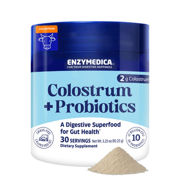 Enzymedica Colostrum + Probiotics Powder Supplement - Grass Fed Bovine Colostrum for Women & Men, Peptide & Lactoferrin Support, Promotes Hair, Skin, Nails, Immune & Gut Health, Gluten Free - 3.25 oz Enzymedica Au supplements